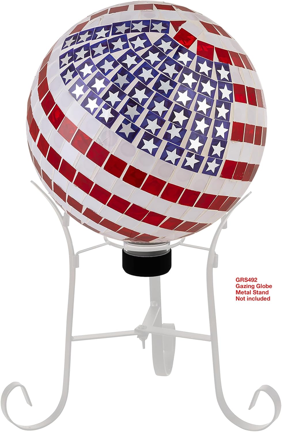 Alpine Corporation 10" Diameter Indoor/Outdoor Glass Mosaic Gazing Globe Yard Decoration, Patriotic Design