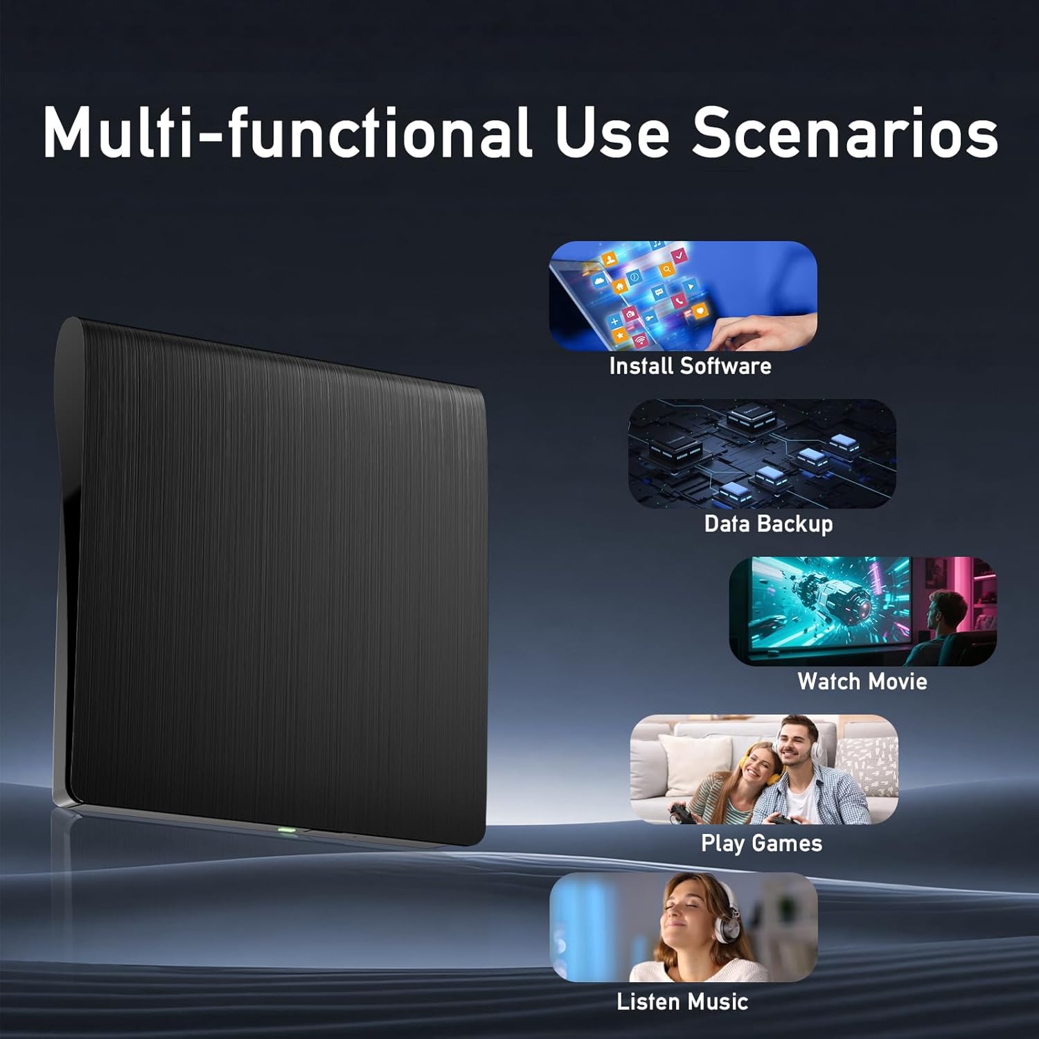 wintale Blu Ray Burner External, USB 3.0 & Type-C External Blu-ray Drives | External Blu Ray Drive for PC True Plug-and-play Experience