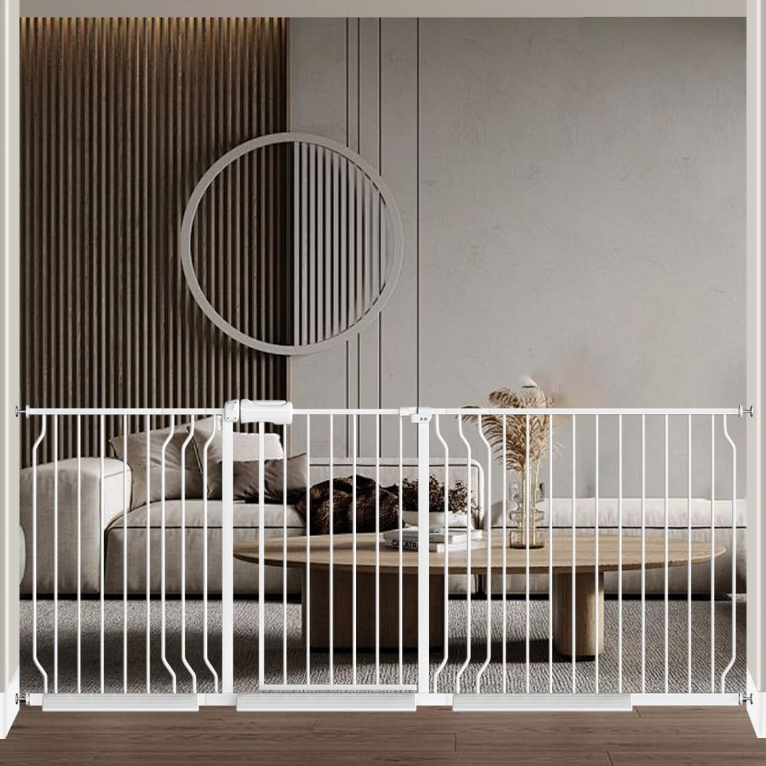 Fairy Baby Extra Wide Baby Gate for Doorways Auto Close Safety Gates for Bedroom, Fits 57.5 Inch to 62 Inch with Pressure Mounted Extention Kit, White | Pressure Mounted No Drill Pet Gate with Door, Heavy Duty Walk-Through Gate for Toddlers, Kids, Dogs,…
