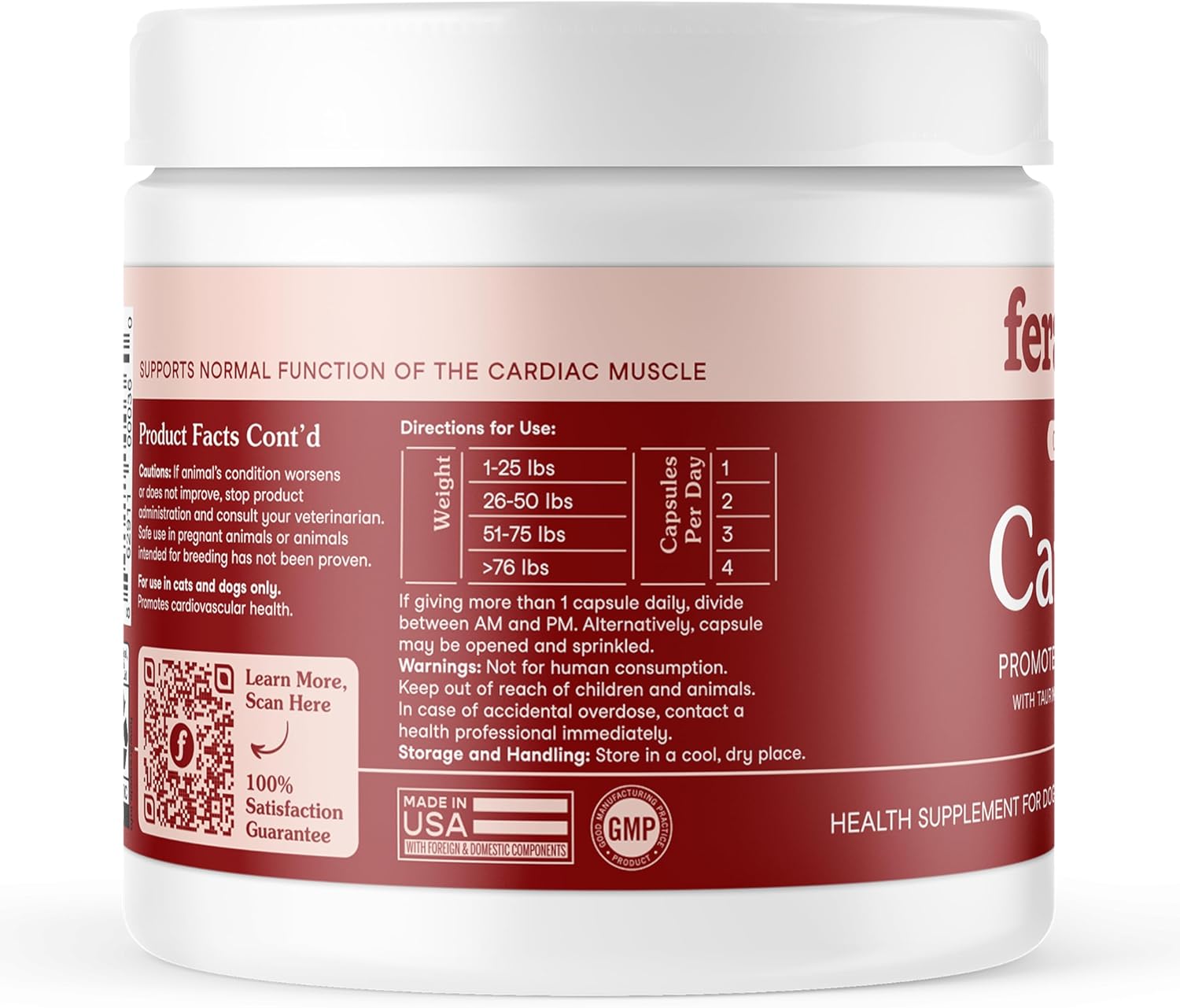 Fera Pets Heart Supplement - Taurine for Dogs & Cats, 60 Capsules