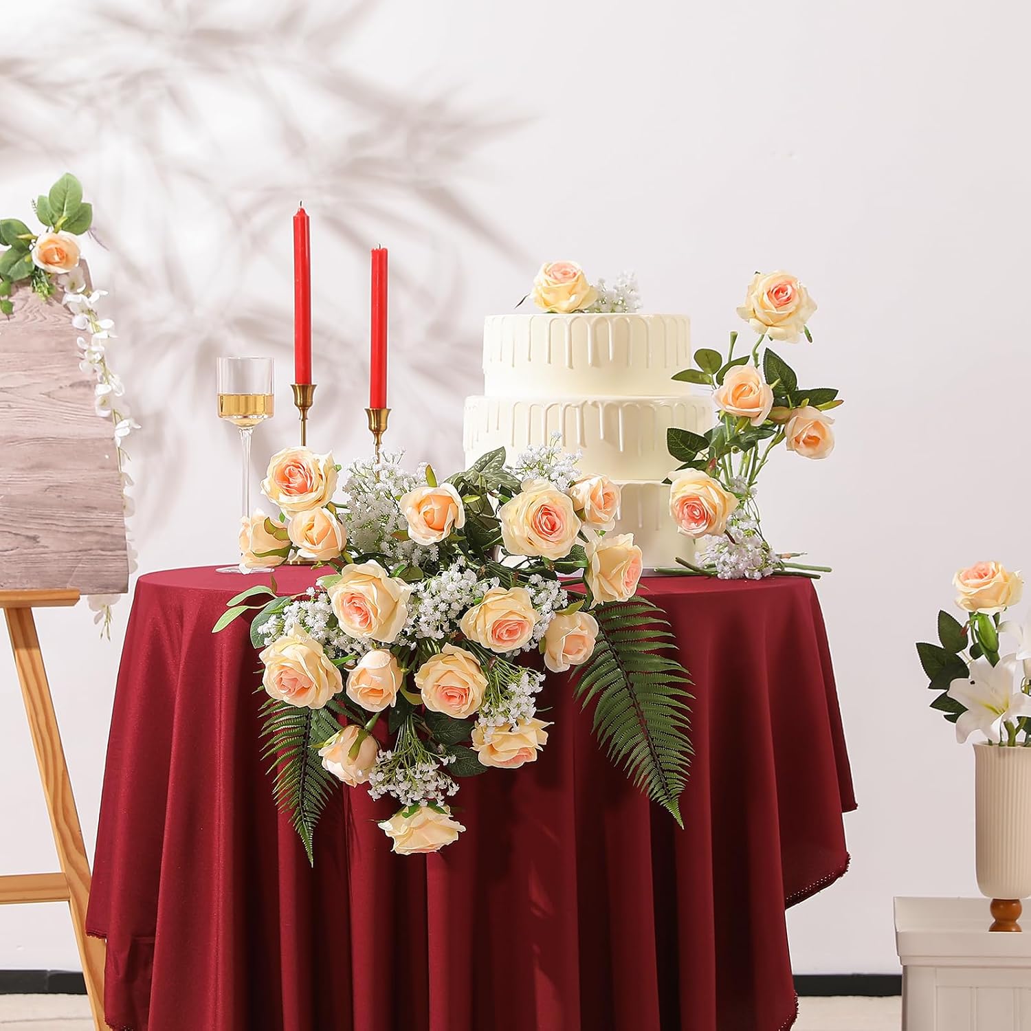 Hawesome 12PCS Artificial Silk Flowers Realistic Roses Bouquet Long Stem for Home Wedding Decoration Party (Yellow, 6 Flowers 6 Buds)