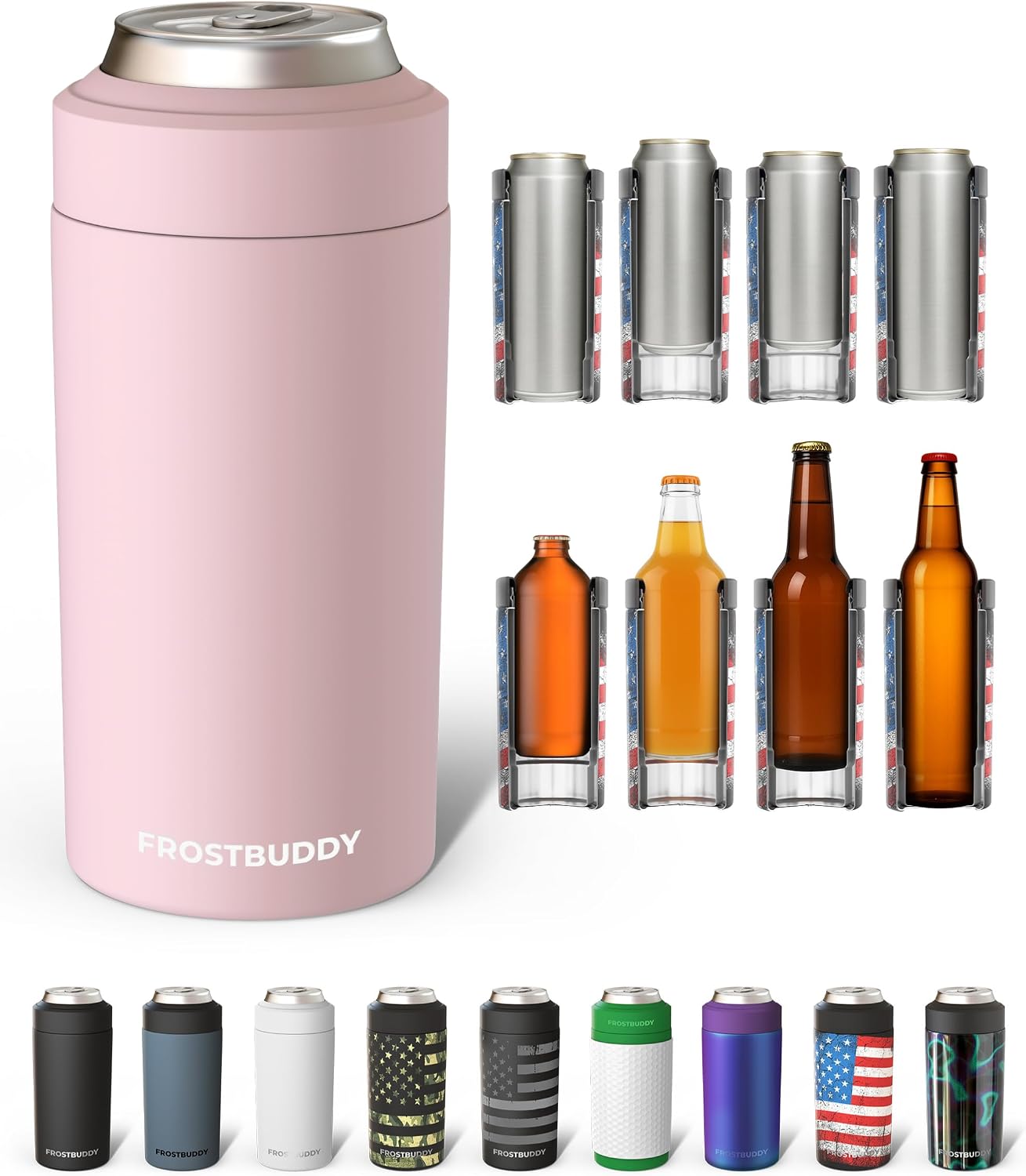 Frost Buddy Universal Can Cooler - Fits Slim Cans, 12 & 16oz (MatteBlack)