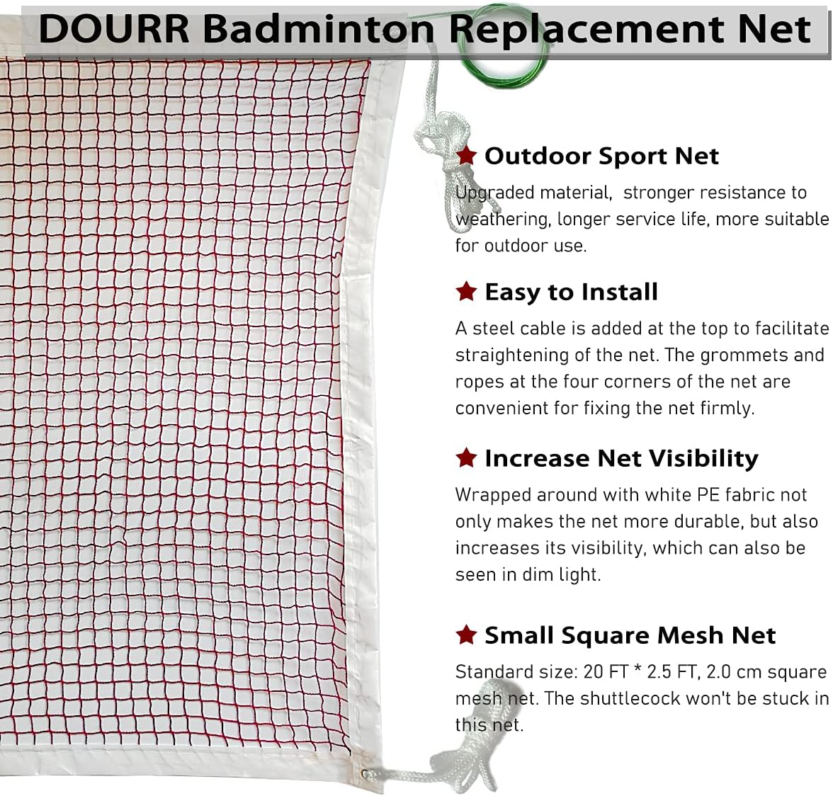 Badminton Tournament Net 20 FT x 2.5 FT