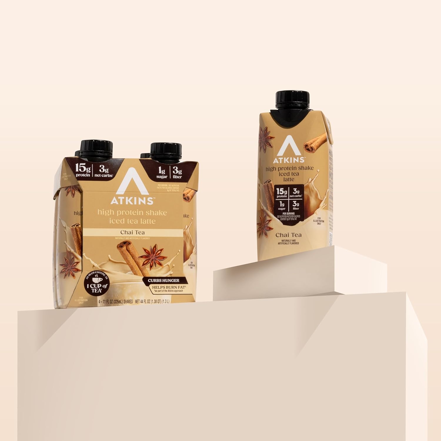 Atkins Café au Lait Iced Coffee Flavored High Protein Shake, Low Sugar and Low Carb, Keto Friendly, Ready to Drink Protein Drink, Gluten Free
