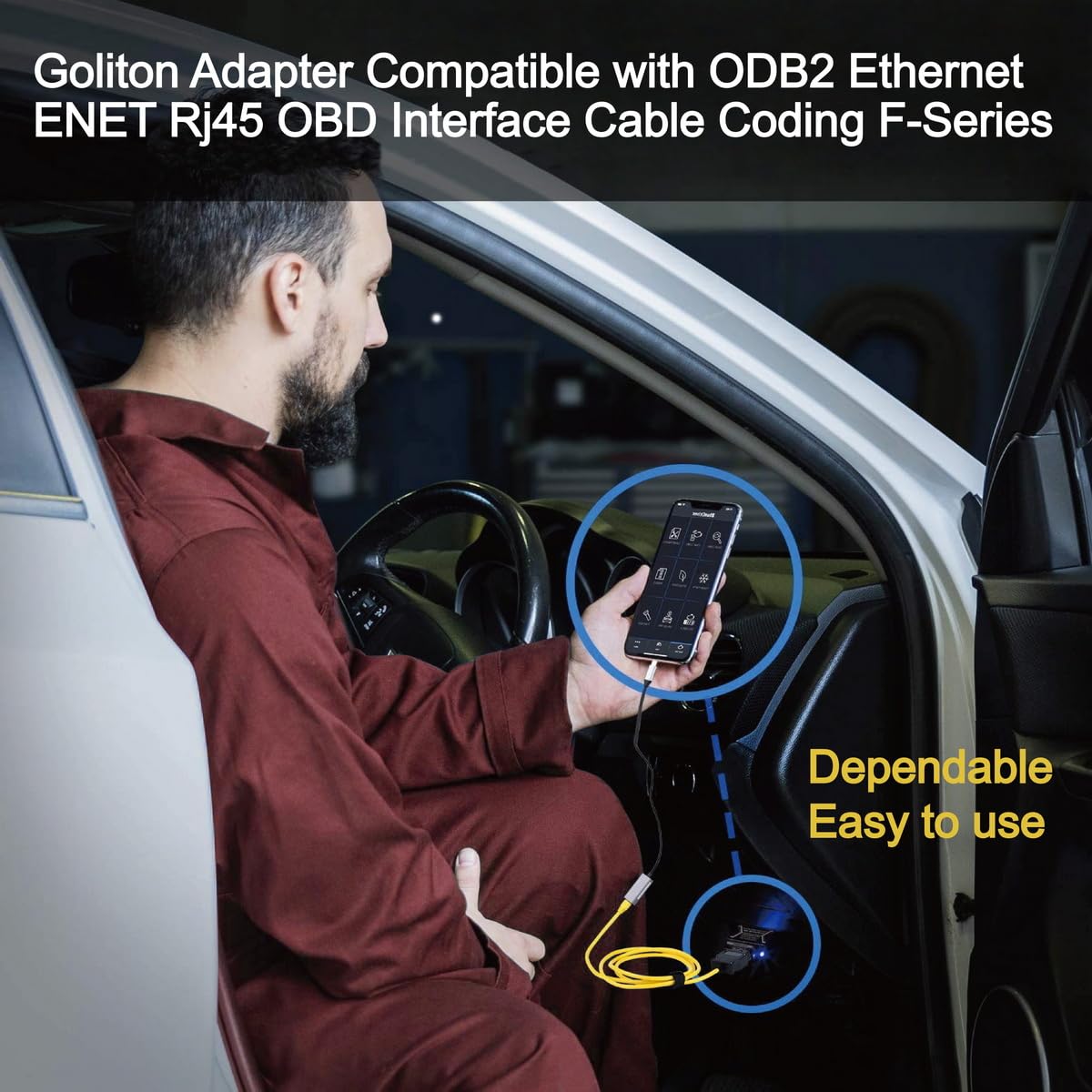 OBD OBD2 16 Pin Connector Diagnostic Adapter Cable Compatible for BMW 20 Pin