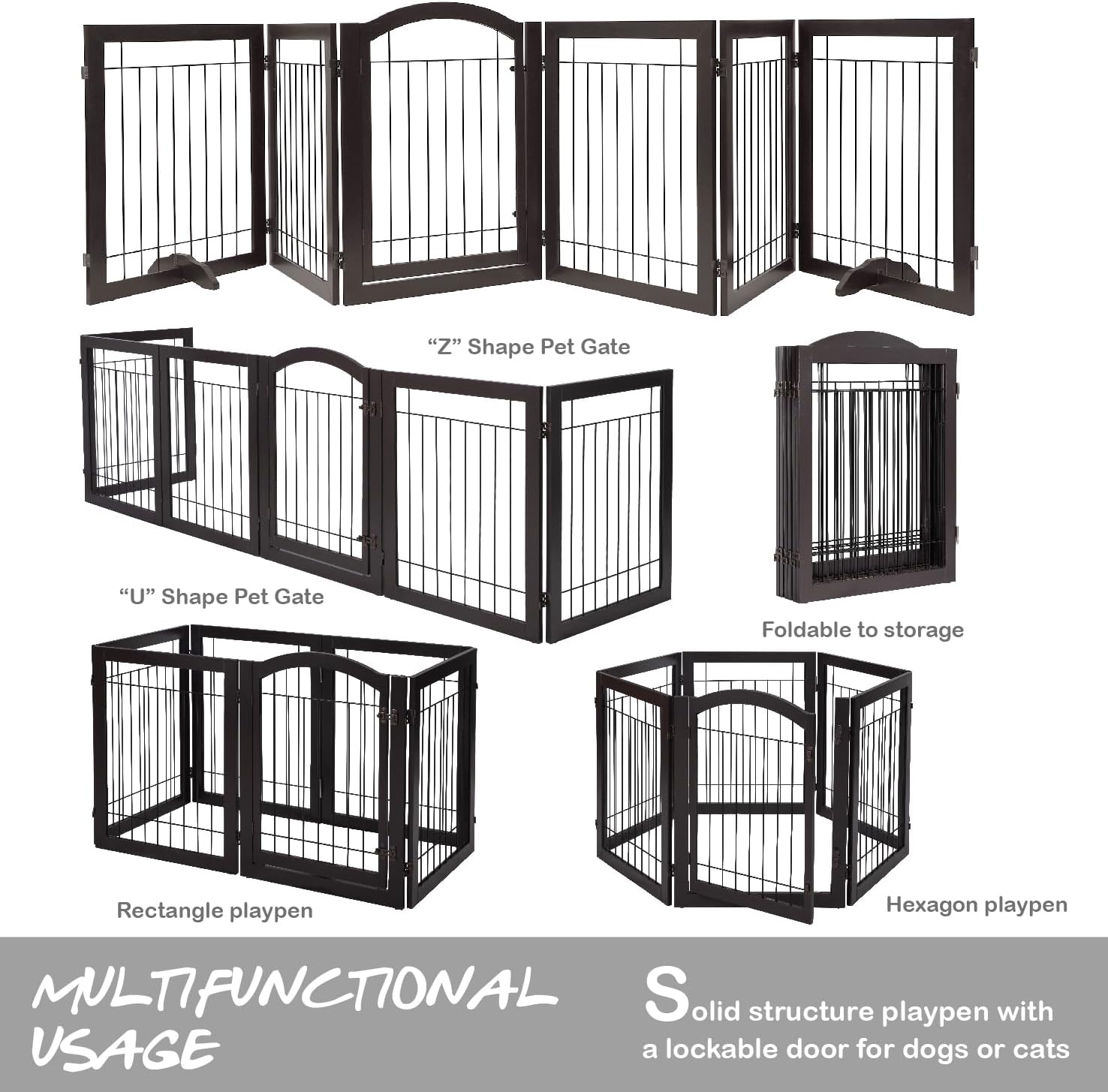 PAWLAND Extra Wide Foldable Dog gate for Doorway, Indoor, 72“ Wide, 30" H