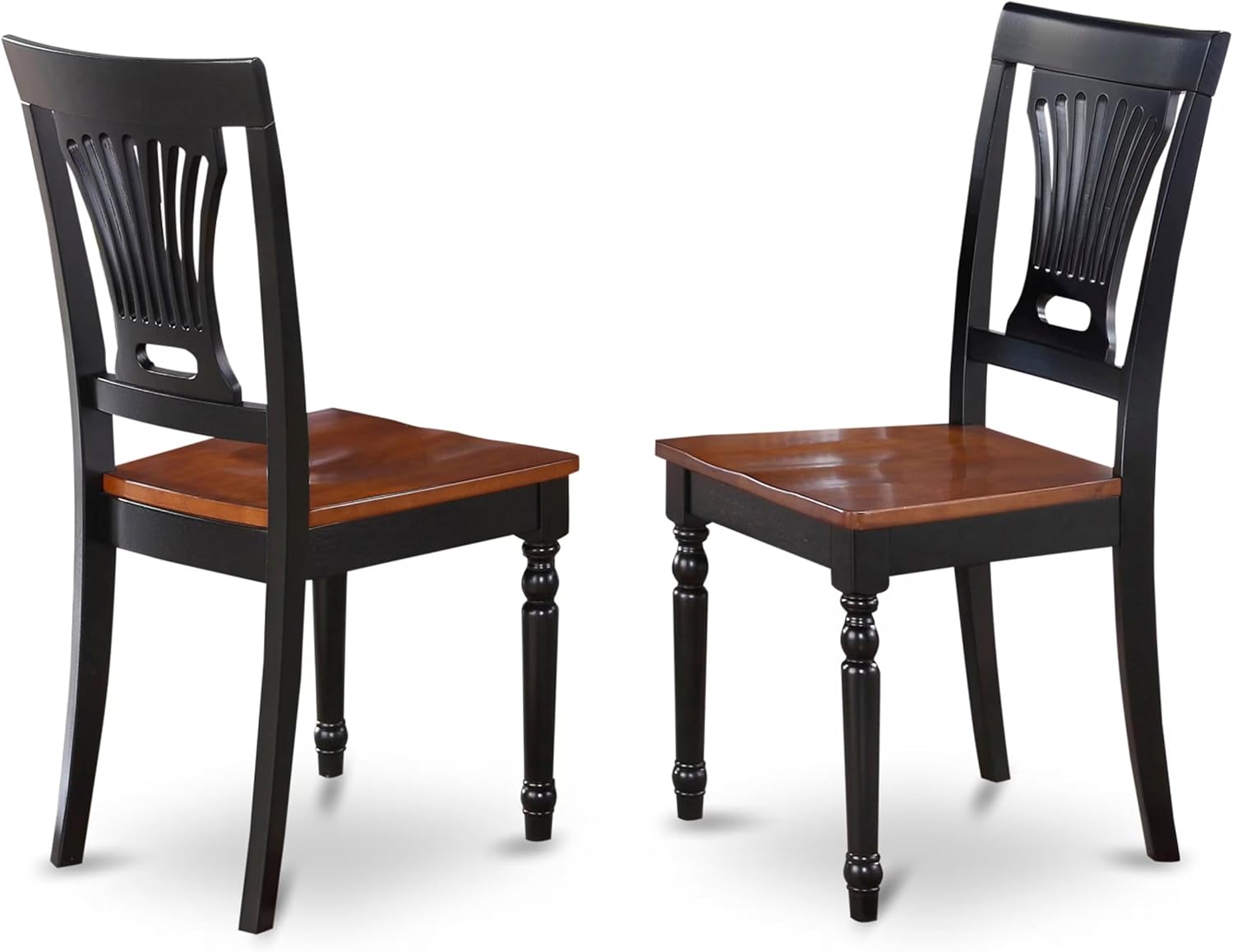 East West Furniture PVC-WHI-W Plainville Dining Chairs - Stylish Back Wood Seat Kitchen Chairs, Set of 2, Buttermilk & Cherry