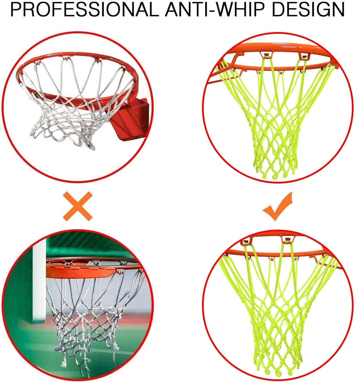LAO XUE Nightlight Basketball Net Replacement,Luminous Outdoor Nylon Net