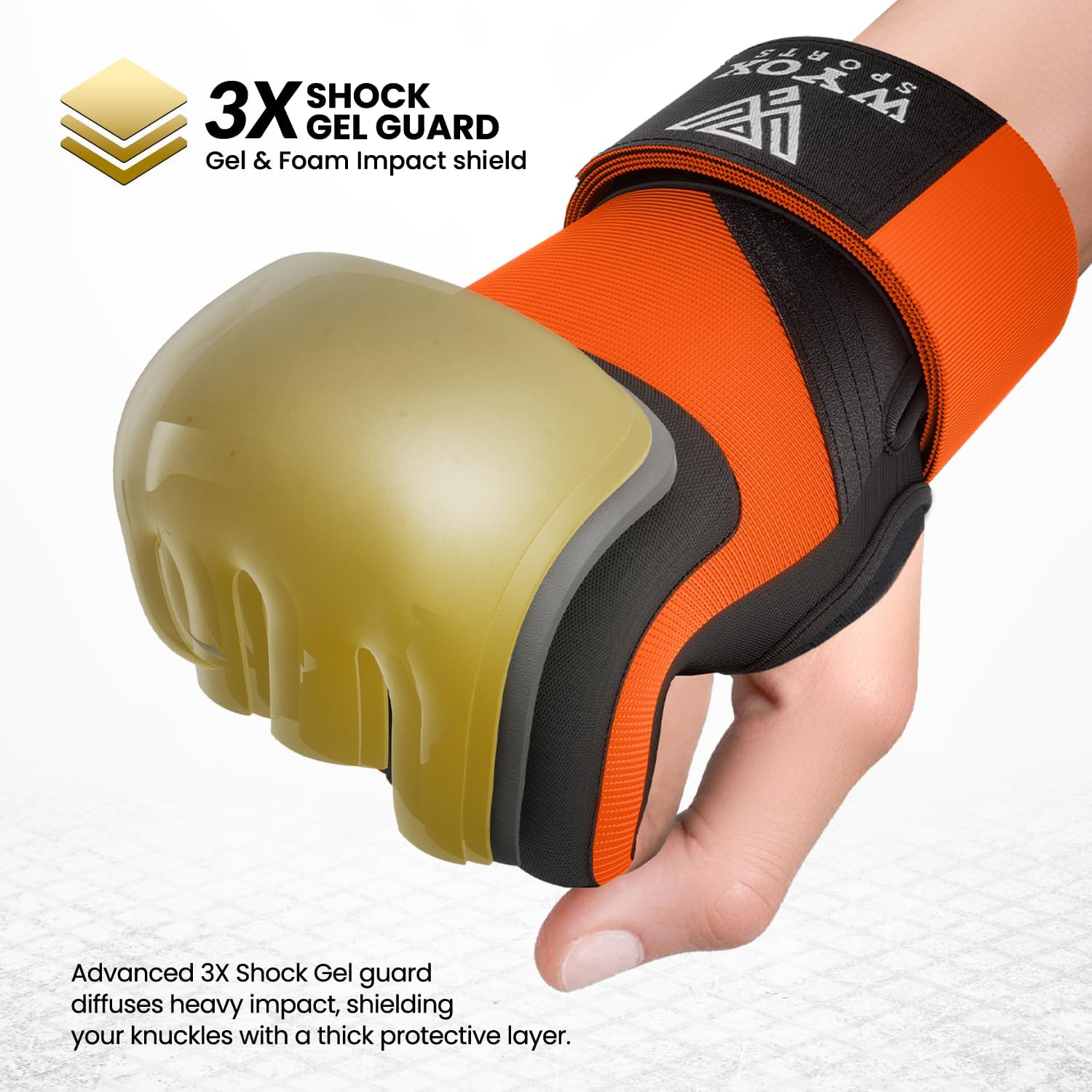 WYOX Neoprene Gel Boxing Hand Wraps Inner Gloves for Men & Women – 80cm/31in Quick Wrist Strap, Padded Knuckle Protection