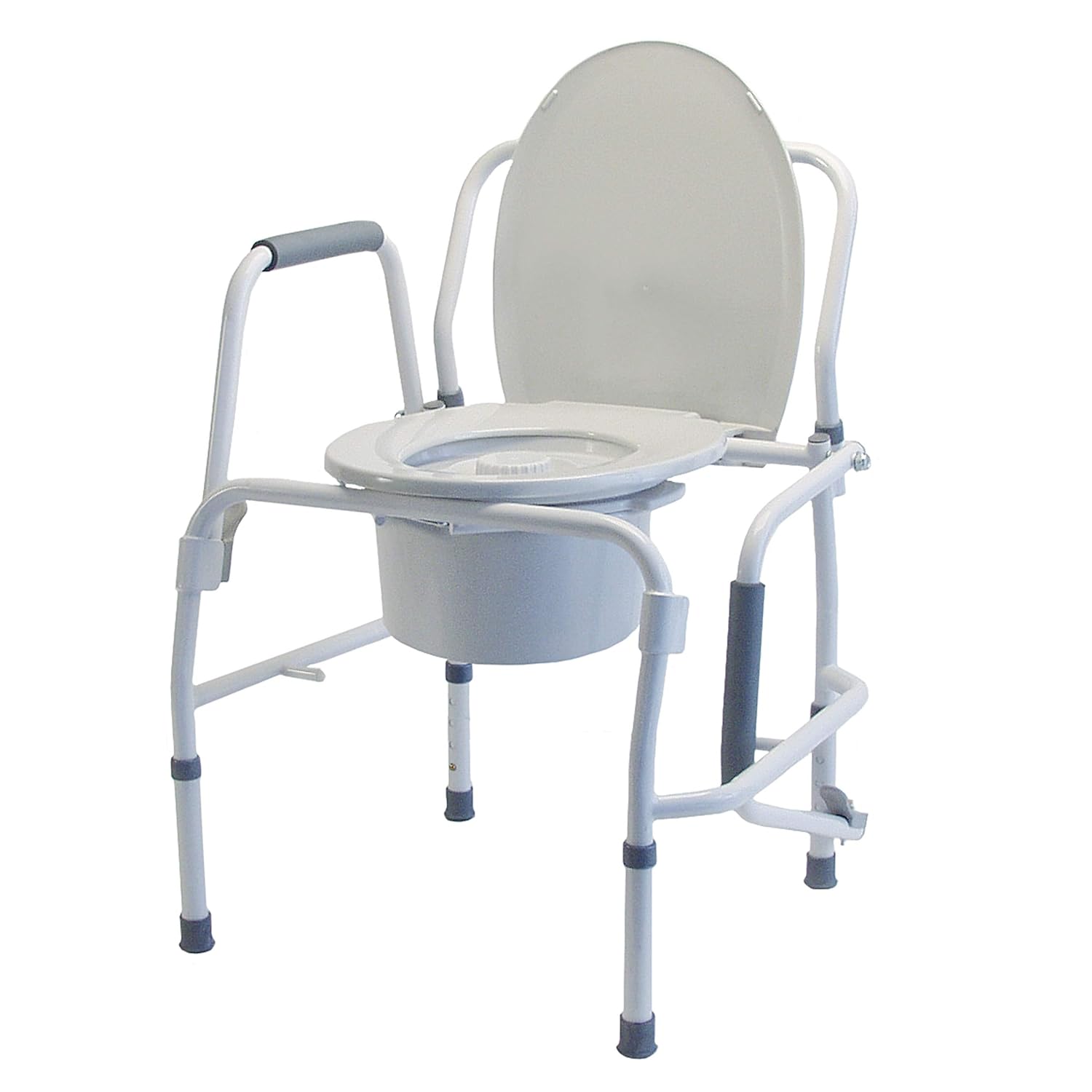 Lumex 3-in-1 Drop-Arm Bedside Commode – Raised Toilet Seat & Safety Rails, Height-Adjustable, 300 lb Capacity