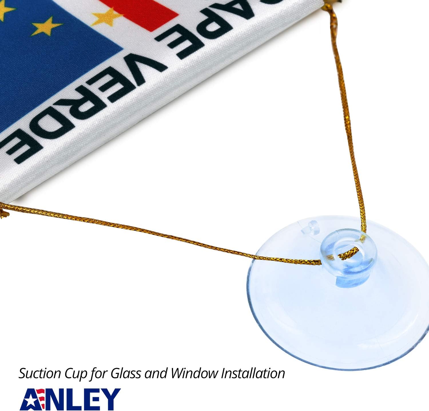 Anley 4 X 6 Inch Nicaragua Fringy Window Hanging Flag - Mini Banner & Car Rearview Mirror Décor - Fringed Nicaraguan Hanging Flag with Suction Cup