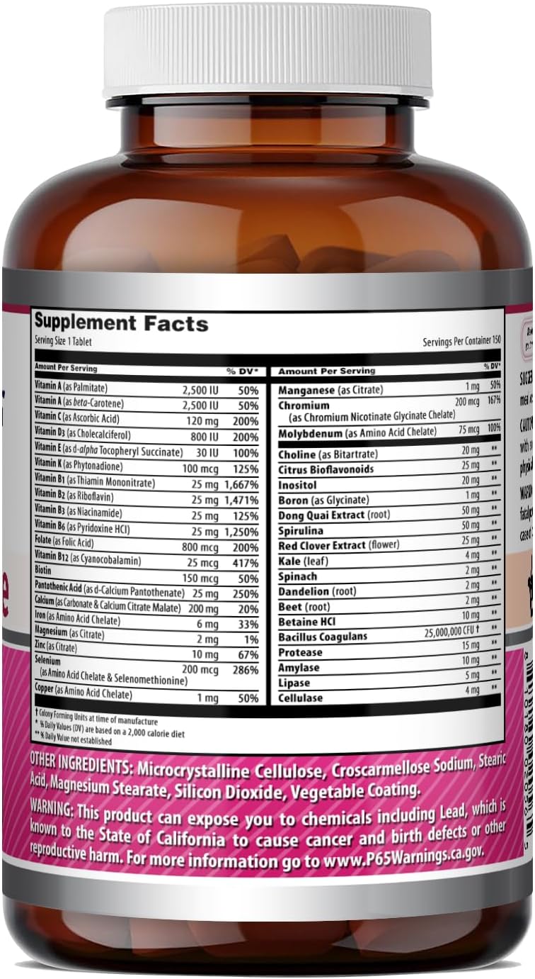 Amazing Formulas Women's One Multivitamin | Food Based | 150 Tablets, 5 Month Supply | Complete Blend of 40 Vitamins