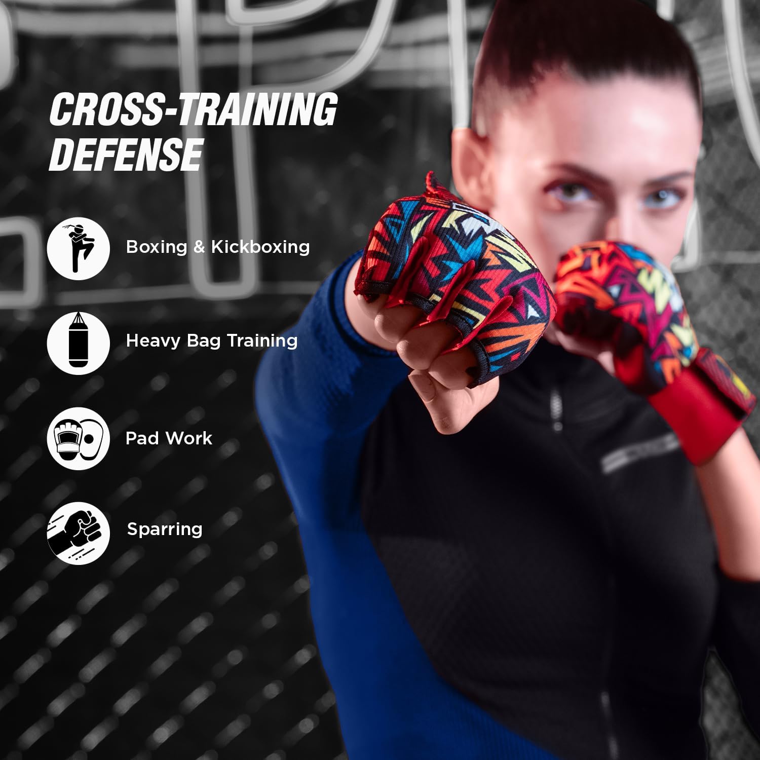 WYOX Neoprene Gel Boxing Hand Wraps Inner Gloves for Men & Women – 80cm/31in Quick Wrist Strap, Padded Knuckle Protection