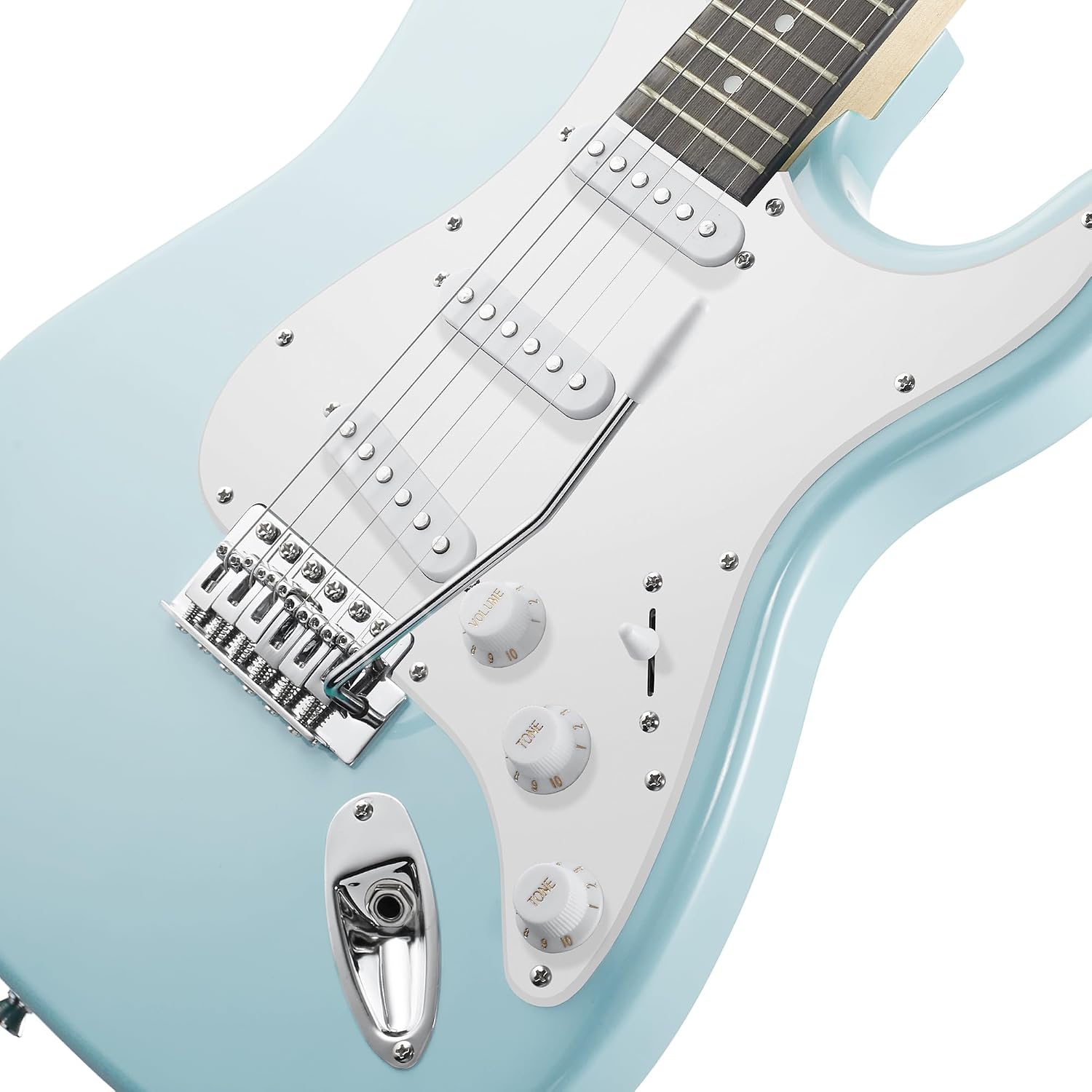 Ashthorpe 39-Inch Electric Guitar (Blue-Black), Full-Size Guitar Kit with Padded Gig Bag, Tremolo Bar, Strap, Strings, Cable, Cloth, Picks
