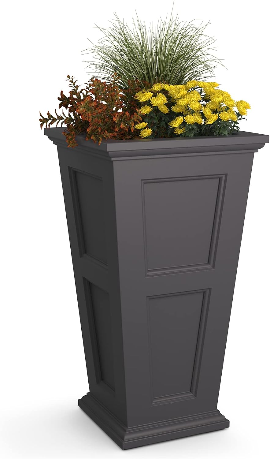 Mayne Fairfield 40in Tall Square Planter, Black | Indoor/Outdoor, All season, Fade resistant, 15-year warranty