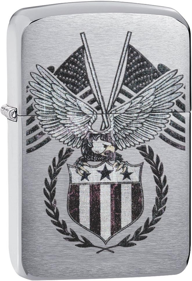 Zippo Eagles Dare Pocket Lighter - Refillable Flip-Top Windproof Lighters - Fierce Soaring Eagle Patriotic Design Pocket Lighters - Luxury Metal Lighter Made in USA