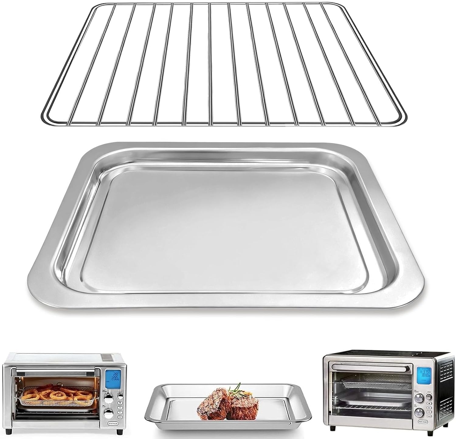 Air Fryer Grill Pan & Wire Rack 2-in-1 Set for Emeril Lagasse Everyday 360, 12"x10" Stainless Steel Replacement