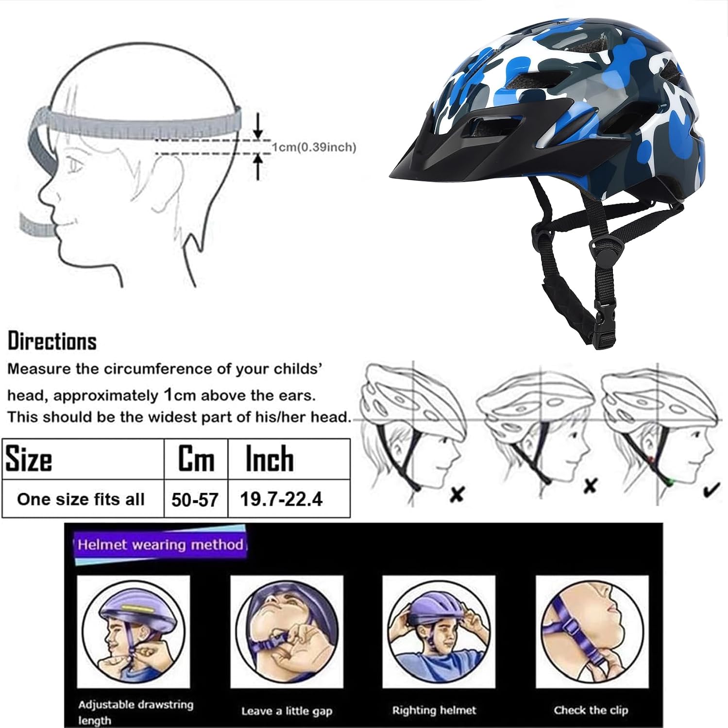 Kids Bike Helmet with LED Light for Youth Teen Toddler Boys Girls