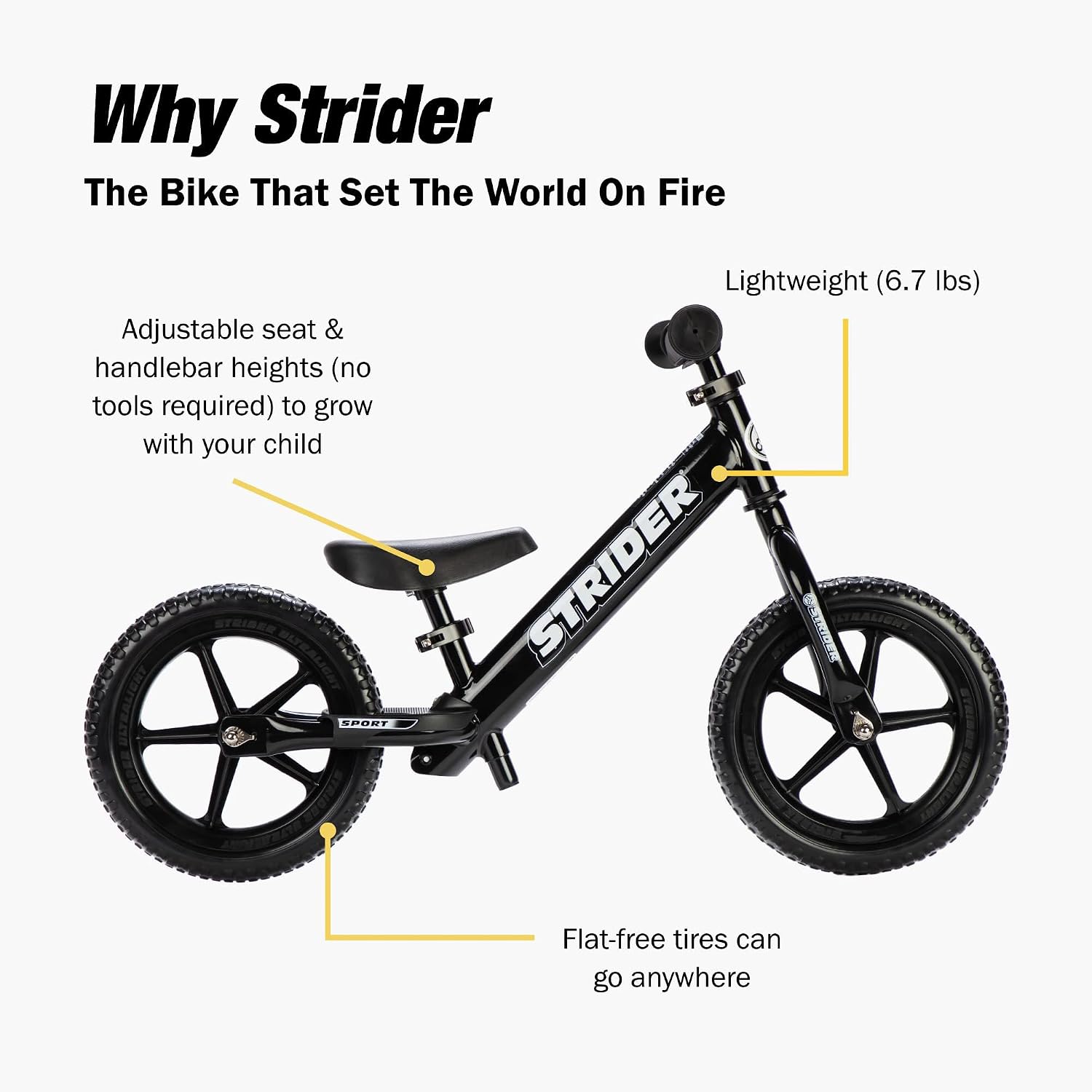 Strider 12 Sport Bike, Pink - No Pedal Balance Bicycle for Kids 1 to 4 Years - Includes Safety Pad, Padded Seat, Mini Grips, Flat-Free Tires -Easy Assembly, Tool-Free Adjustments | No-Pedal Balance Bike for Toddlers, Safety Pad, Adjustable Seat and Handl…