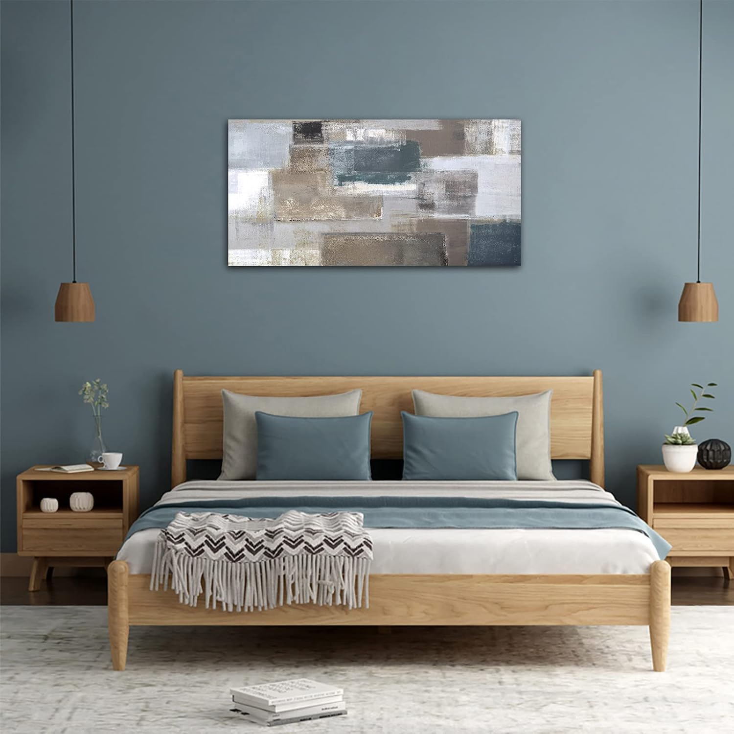 arteWOODS Ocean Wave Canvas Wall Art Beach Sunset Pictures Coastal Nature Artwork Blue Sea Painting Prints for Living Room Bedroom Home Office Decoration 20" x 40"