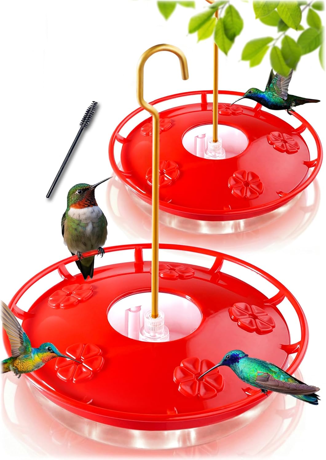 eWonLife 2 Pack 16 oz Saucer Hummingbird Feeders for Outdoors, Garden Decor