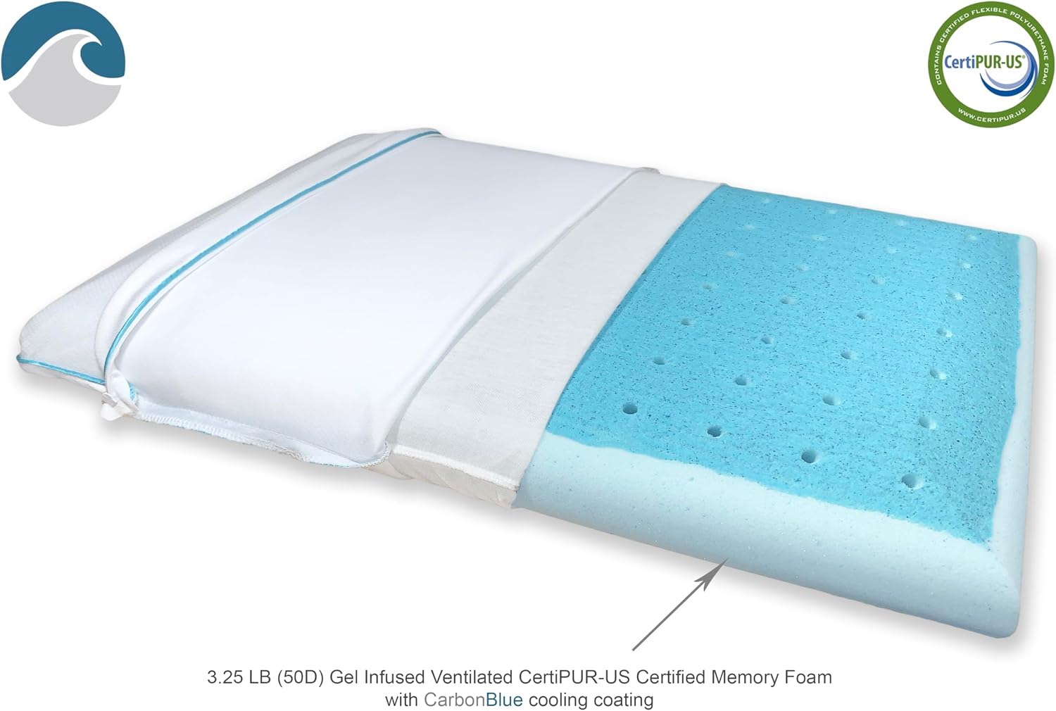 Bluewave Bedding Hyper Slim Gel Memory Foam Pillow for Stomach and Back Sleepers - Thin