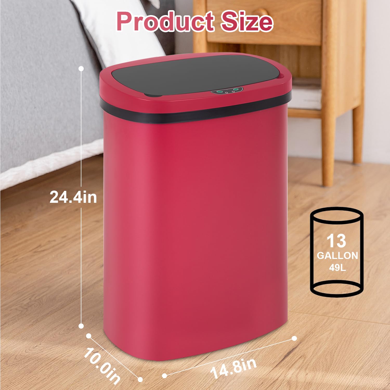 FDW | 13 Gallon Stainless Steel Trash Can with Lid | Silver