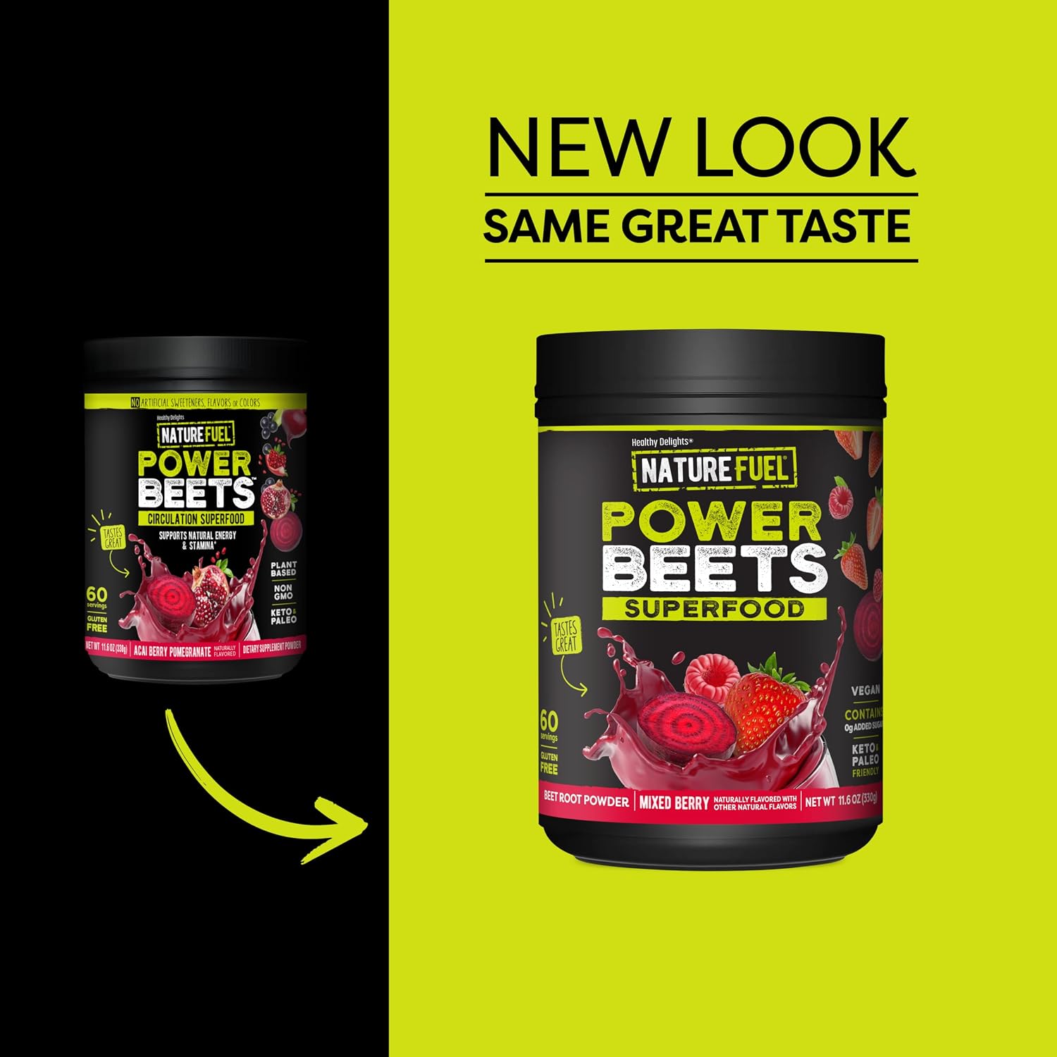 SlimFast Nature Fuel Power Beets Powder, Delicious Mixed Berry, 60 Servings | Concentrated Superfood Supplement, Non-GMO
