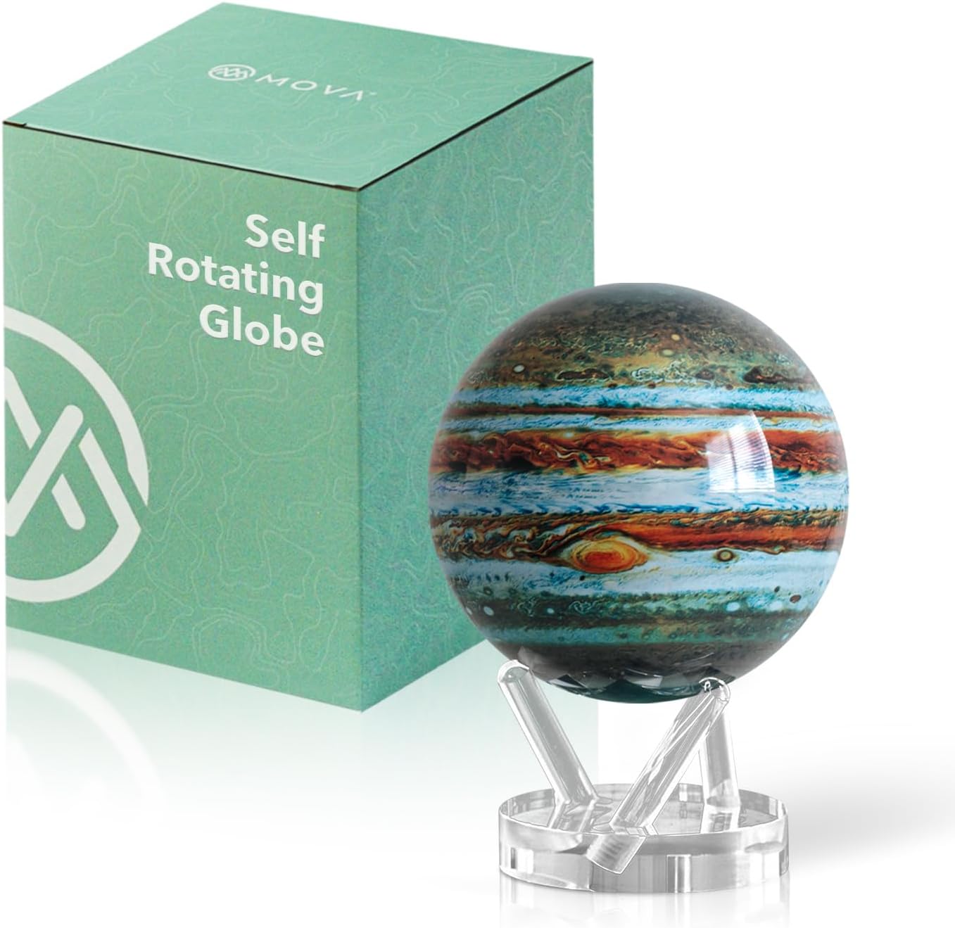 MOVA Self Rotating Globe, Jupiter Classic (4.5") | solar powered globe, no batteries or cords, gift for astronomy lovers, premium kinetic display, space desk decor
