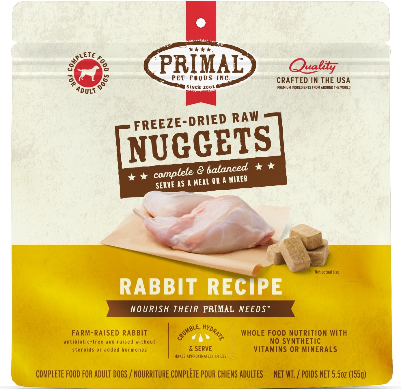 Primal Freeze Dried Raw Dog Food Nuggets, Beef, 14 oz | Complete & Balanced Nutrition, Meal, Topper or Treat, Grain-Free, High Protein, No Synthetic Vitamins & Minerals