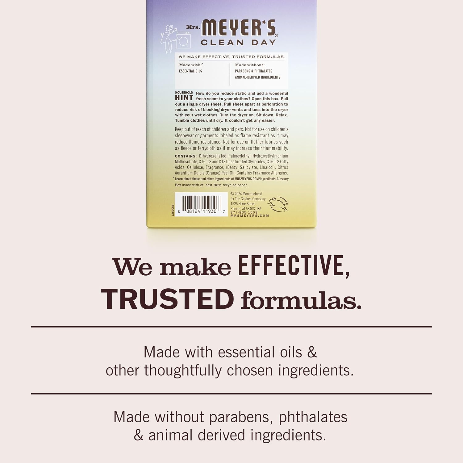 MRS. MEYER'S CLEAN DAY Dryer Sheets, Lavender, 80 ct
