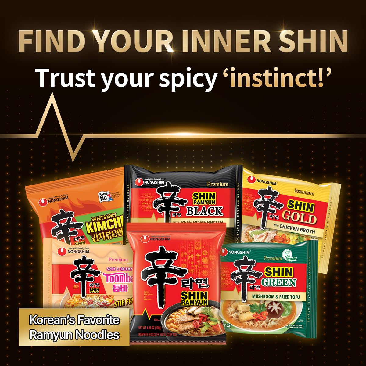 Nongshim Shin Ramyun Bowl Noodles, Spicy Korean Signature Instant Ramyun, Rich Beef Flavored Broth, Quick and Easy, Microwaveable Bowl, 3.03 oz (Pack of 12)