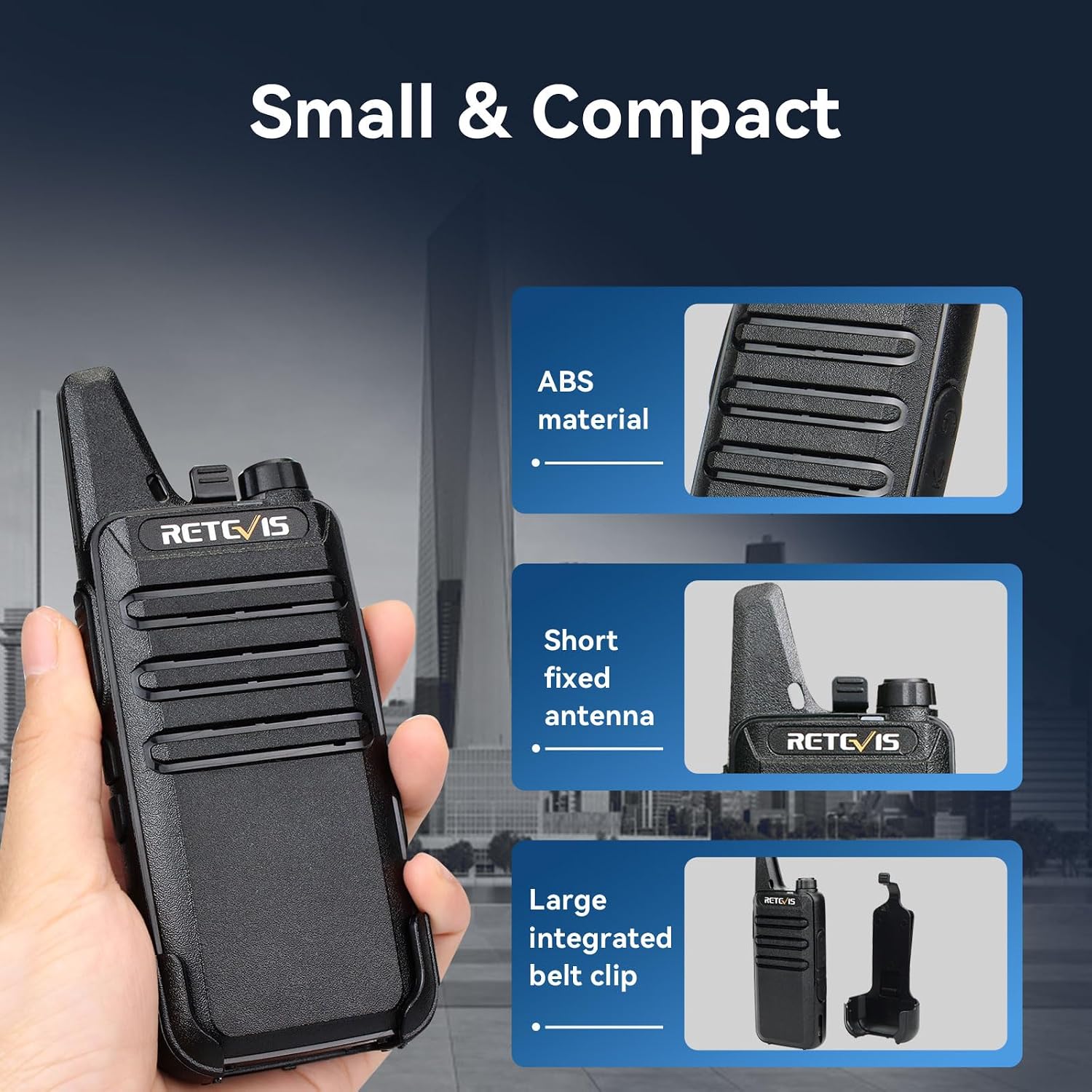 Retevis RT22 Walkie Talkies Long Range Rechargeable for Adults (20 Pack) | Compact & Lightweight Two-Way Radios For K-12 & Retail, Comfortable for All-Day Wear, Loud & Clear Audio, 10-Hour Battery