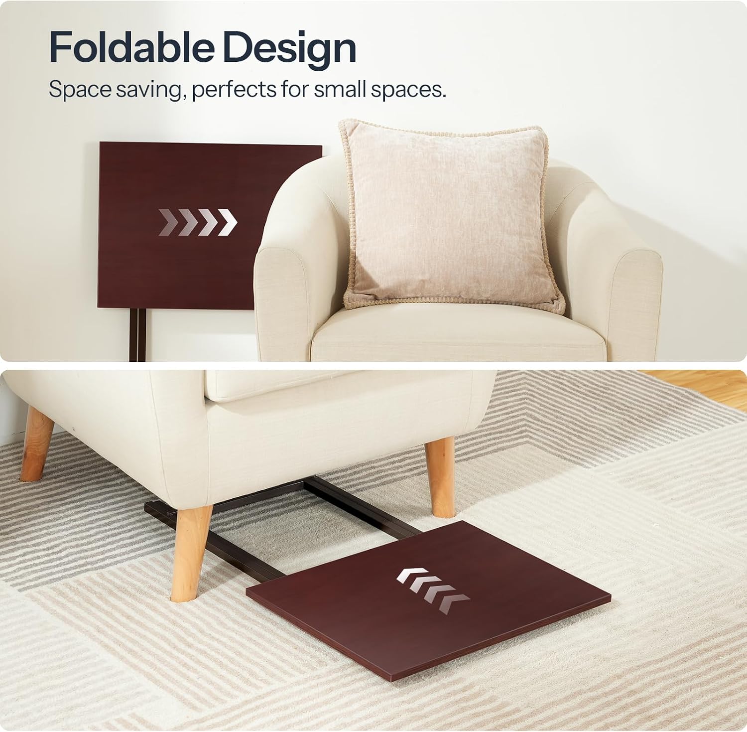HOOBRO Folding TV Tray Tables, Set of 2 Side Table for Small Space, Industrial Snack Tables for Eating at Couch, Stable Metal Frame, Easy Assembly