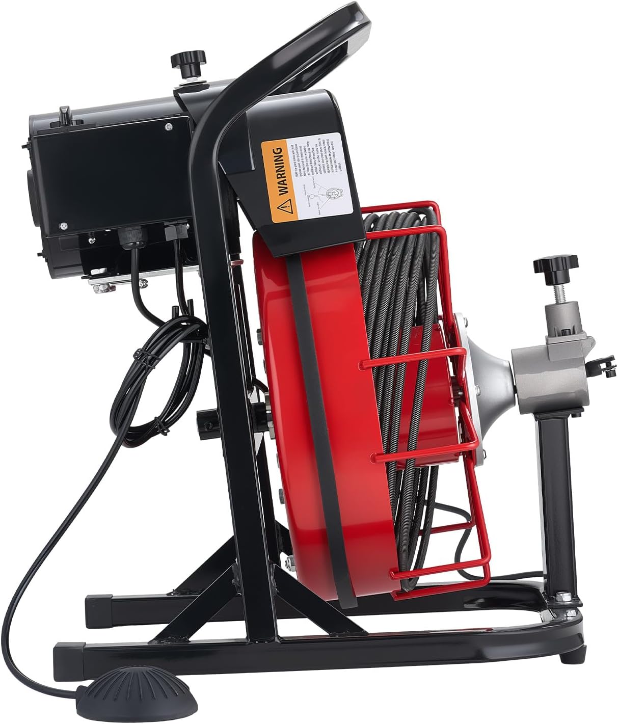 VEVOR Drain Cleaner Machine 75 FT x 3/8 Inch, Sewer Snake Auger Manual Feed with 4 Cutters & Air-activated Foot Switch for 2" to 4" Pipes