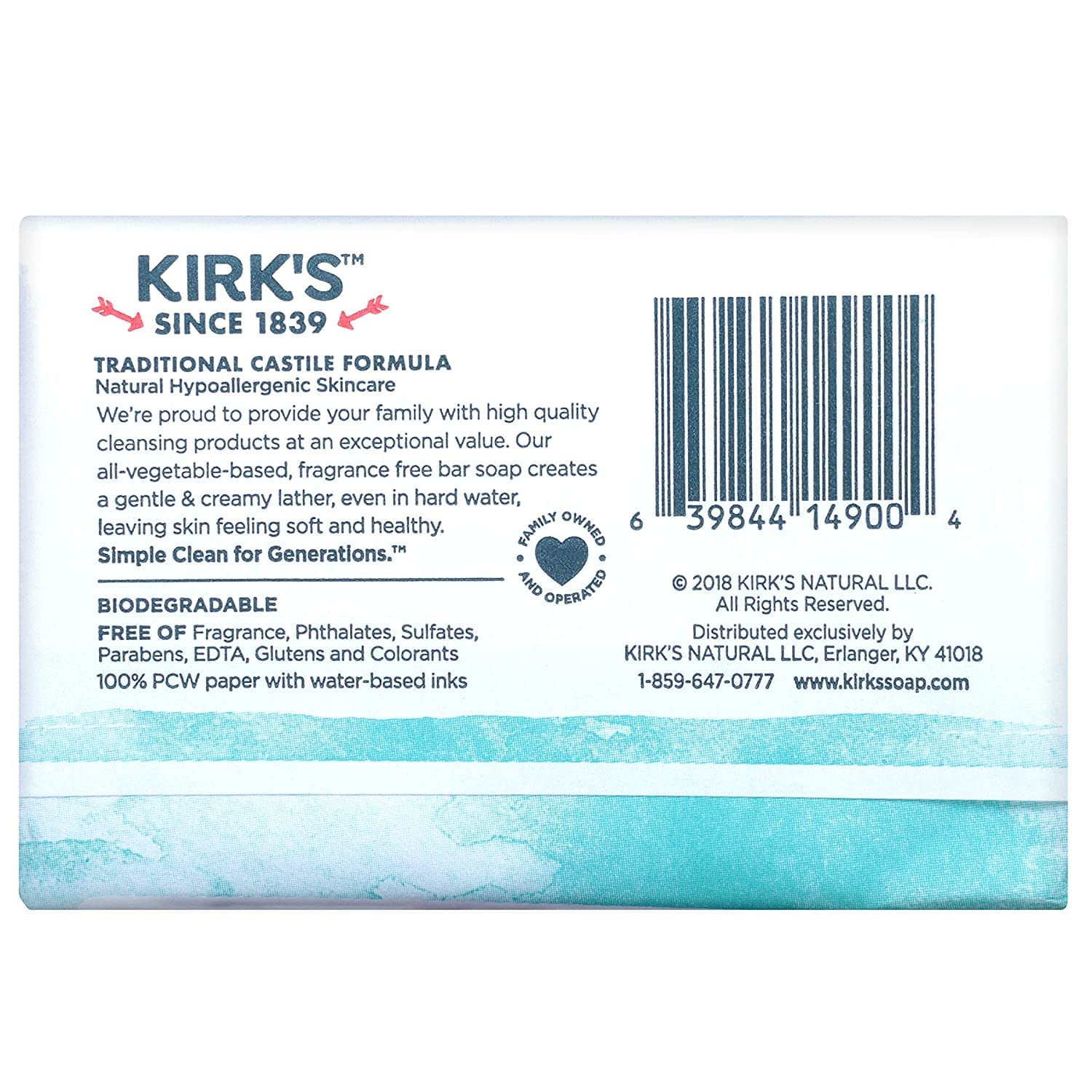 Natural Castile Bar Soap - Kirk's Castile Natural Coco Bar Soap 4oz - 5 Pack