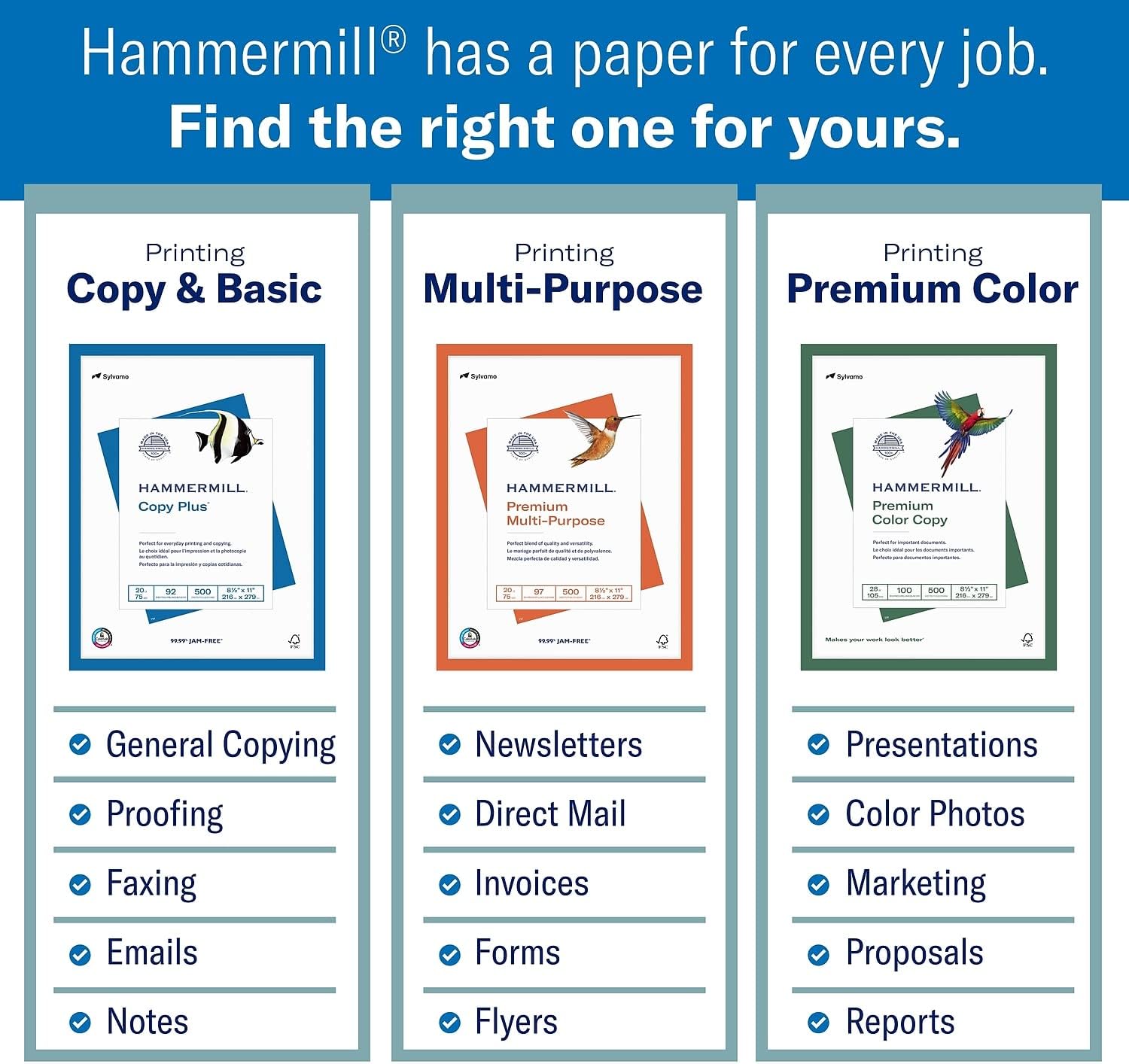 Hammermill Printer Paper, Premium Laser Print 24 lb, 8.5 x 11-5 Ream (2,500 Sheets) - 98 Bright, Made in the USA, 104640C