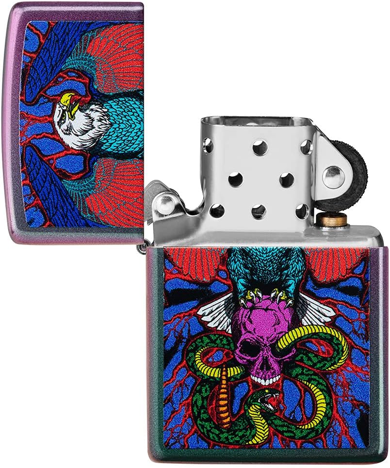 Zippo Eagles Dare Pocket Lighter - Refillable Flip-Top Windproof Lighters - Fierce Soaring Eagle Patriotic Design Pocket Lighters - Luxury Metal Lighter Made in USA