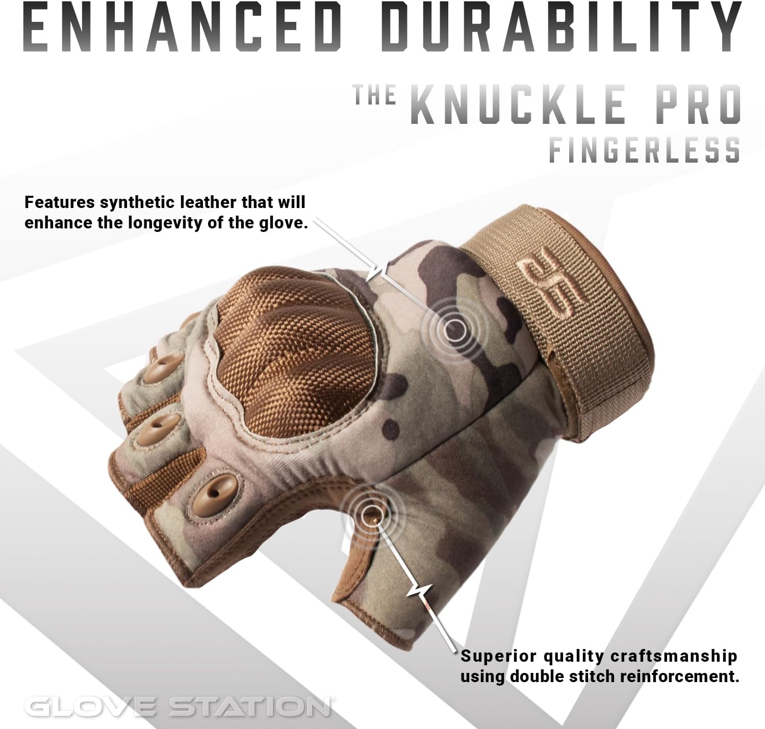 Glove Station Fingerless Knuckle Motorcycle Gloves, TACHK200