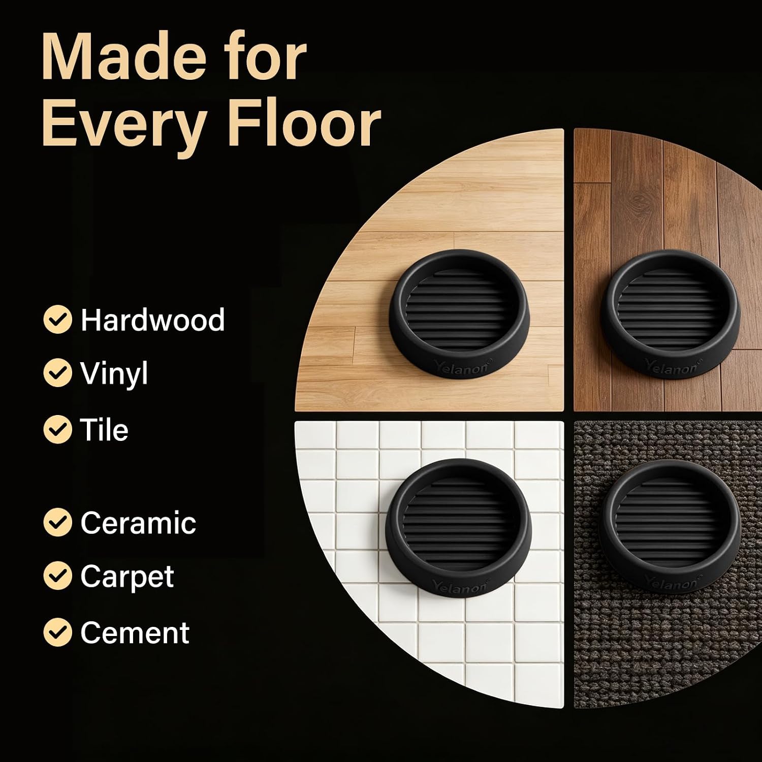 Yelanon Furniture Coasters 8 Pcs 3" Square Brown Caster Cups for Hardwood