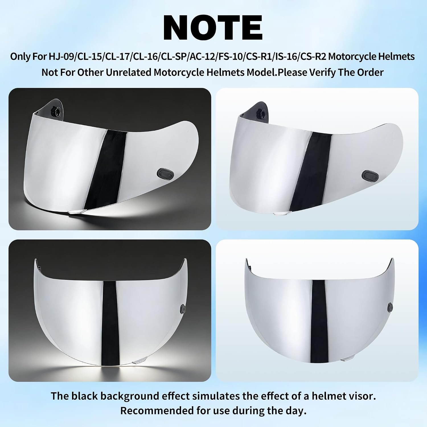 VCOROS Motorcycle Helmet Face Shield Visor Repalcement for HJ-09 CL-15 CL-17 CL-16 CL-SP AC-12 FS-10 CS-R1 IS-16 CS-R2 Shield (Smoke)