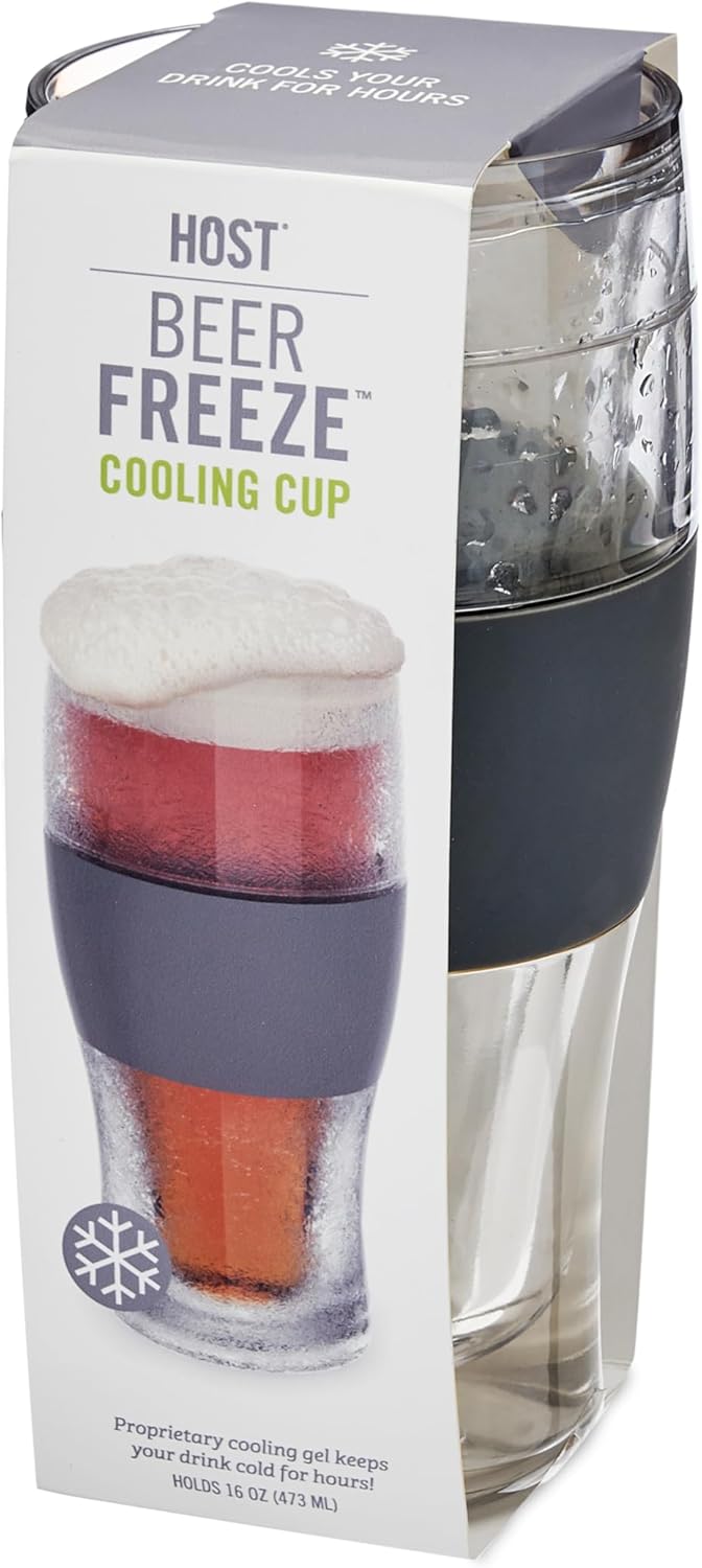 Host FREEZE Beer Glasses, Frozen Beer Mugs, Freezable Pint Glass Set, Insulated Pint Glass to Keep Your Drinks Cold, Double Walled Insulated Glasses