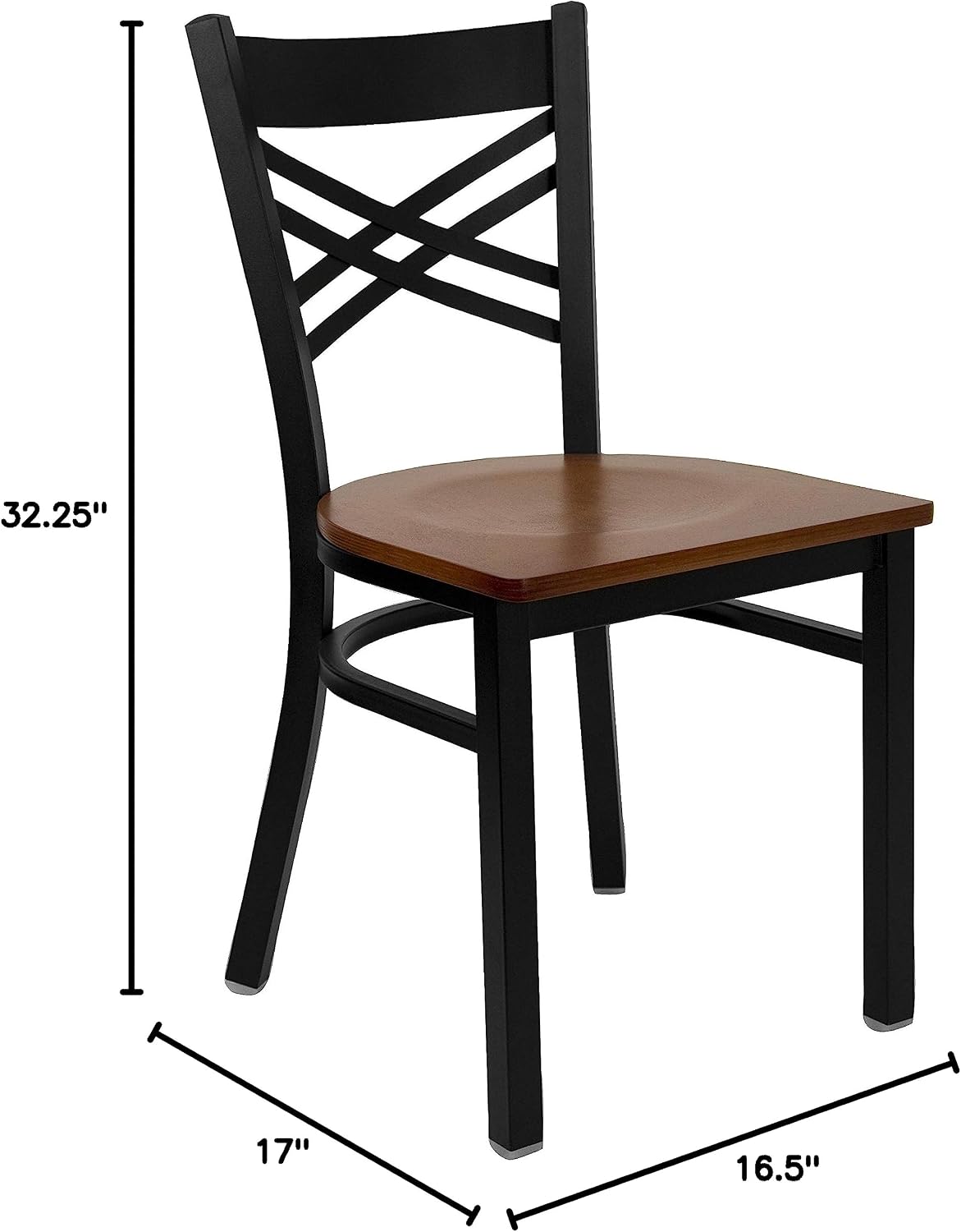 Flash Furniture Hercules Series "X" Back Metal Restaurant Chairs, Modern Upholstered Armless Dining Chairs for Restaurants/Kitchens, Set of 2, Black