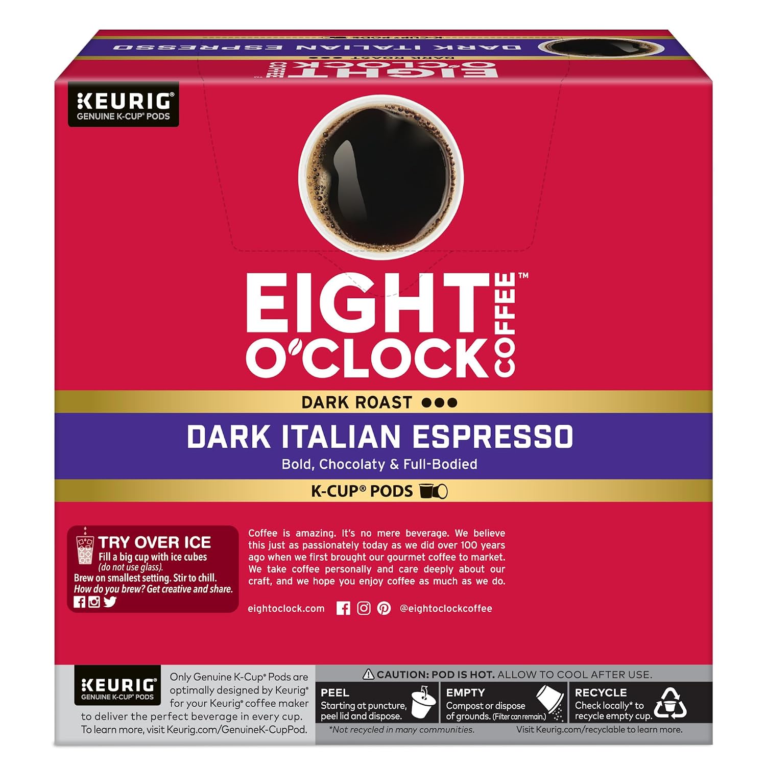 Eight O'Clock Coffee The Original, Single-Serve Keurig K-Cup Pods, Medium Roast Coffee Pods, 72 Count