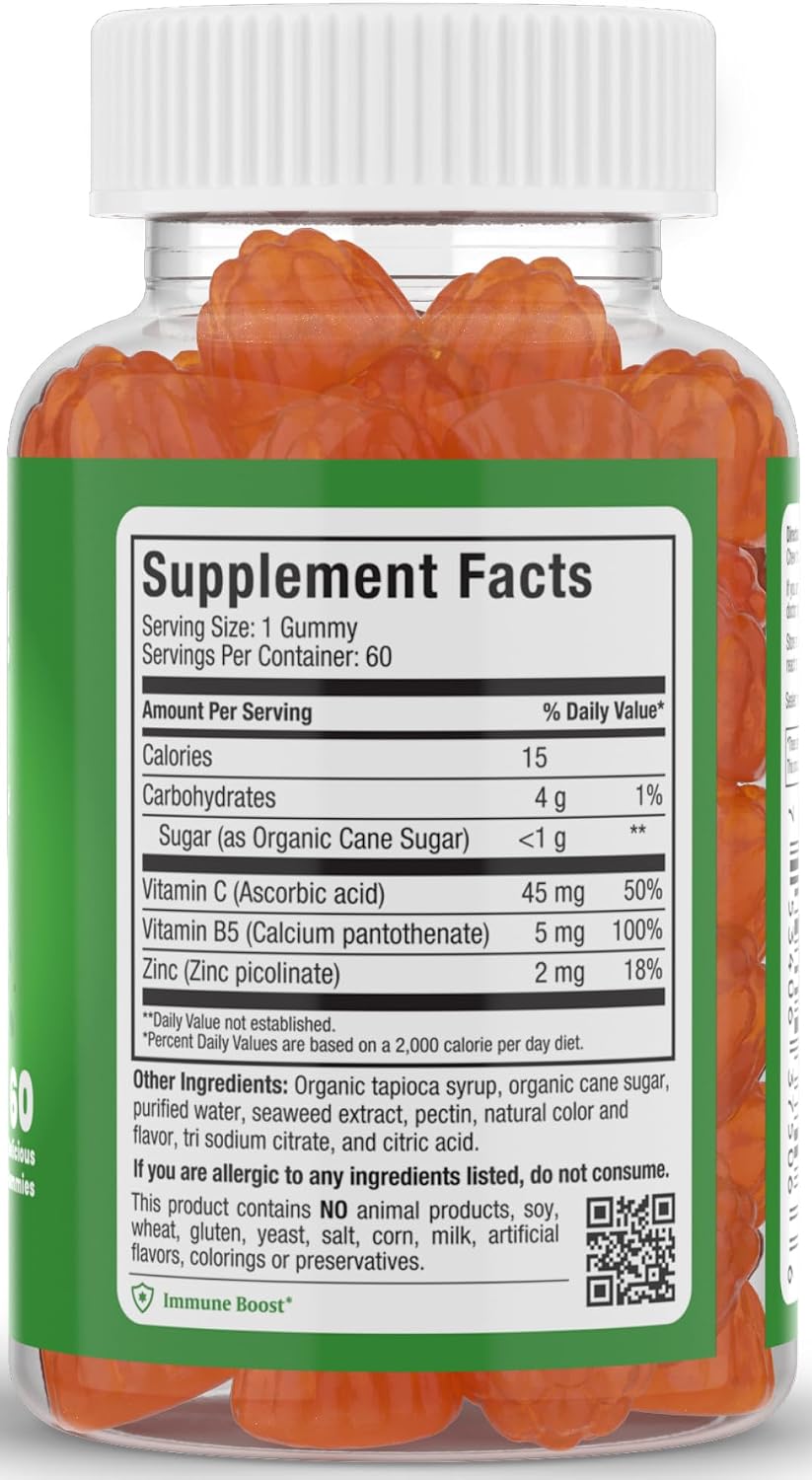 Maxi Health Vitamin C Gummies with Zinc – Vitamin C and Zinc Gummies for Kids & Adults – Immune Support + Respiratory Support – No Artificial