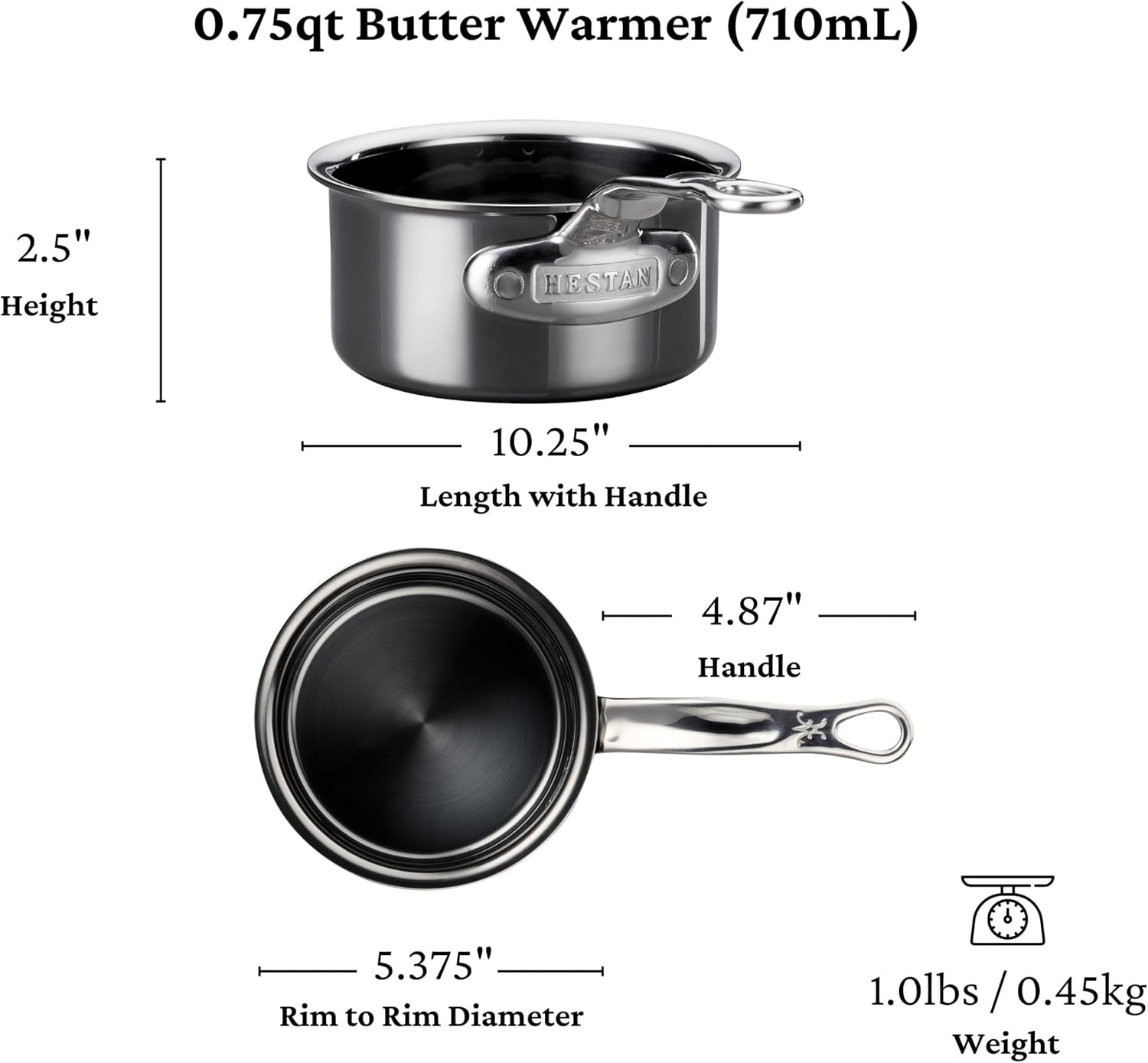 Hestan - NanoBond Collection - Stainless Steel Titanium Butter Warmer, Induction Cooktop Compatible, 0.75 Quart