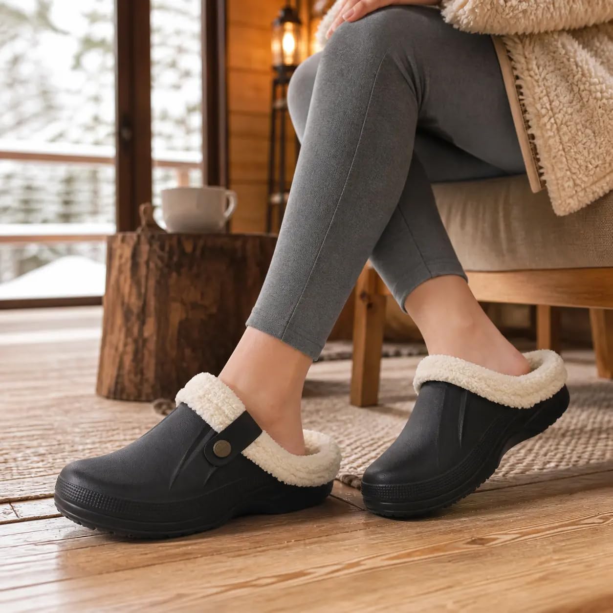 Beslip Fur Lined Clogs for Women & Men Fuzzy Slippers with Memory Foam