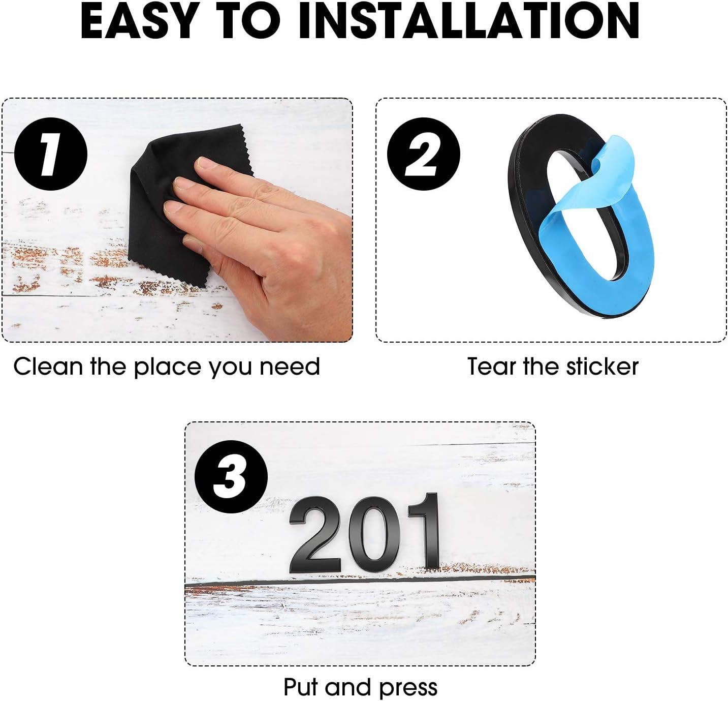 20 Pieces House Numbers Mailbox Numbers 0-9, 3D Door Address Numbers Self Adhesive Mailbox Numbers Sticker or House, Apartment, Office, Hotel Room