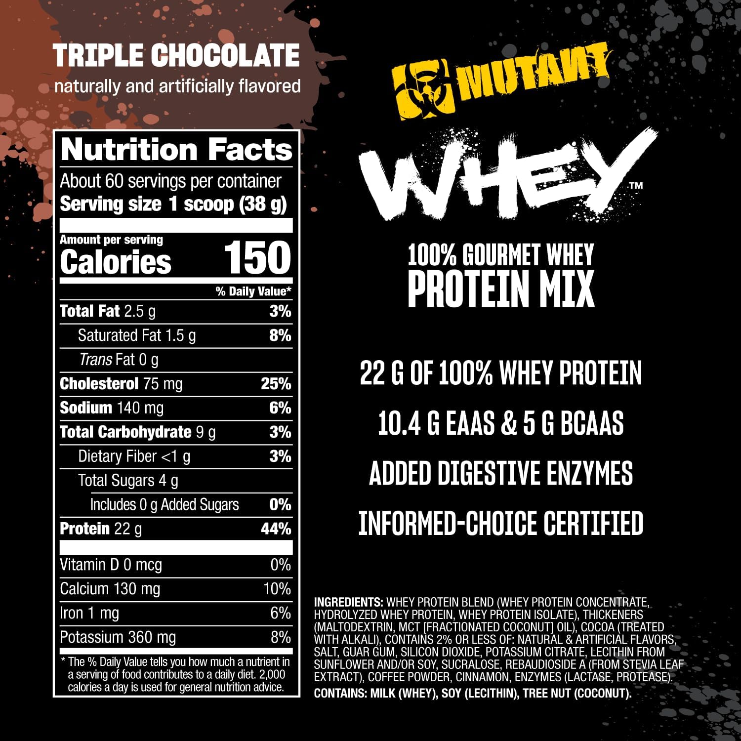 Mutant WHEY, 100% Whey Protein Powder, Triple Chocolate, 5 lb