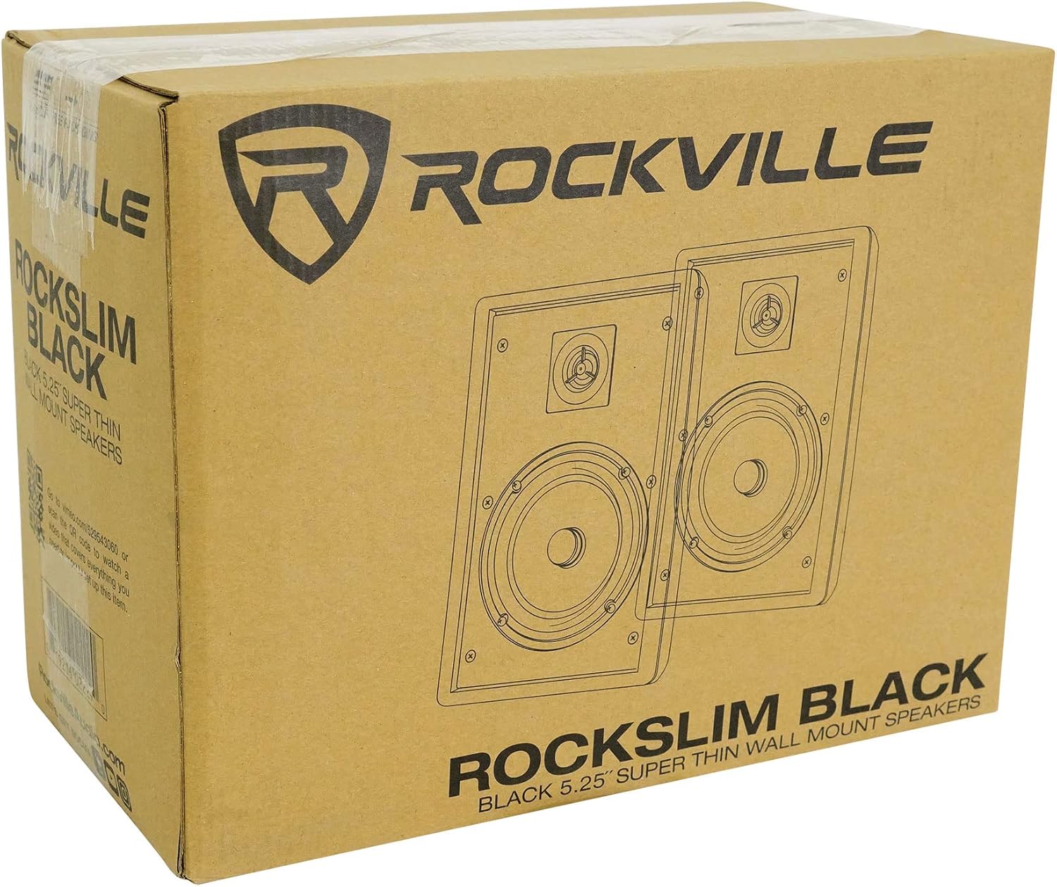 Rockville RockSlim Black 5.25" Home Theater Wall Mount Speakers, Pair